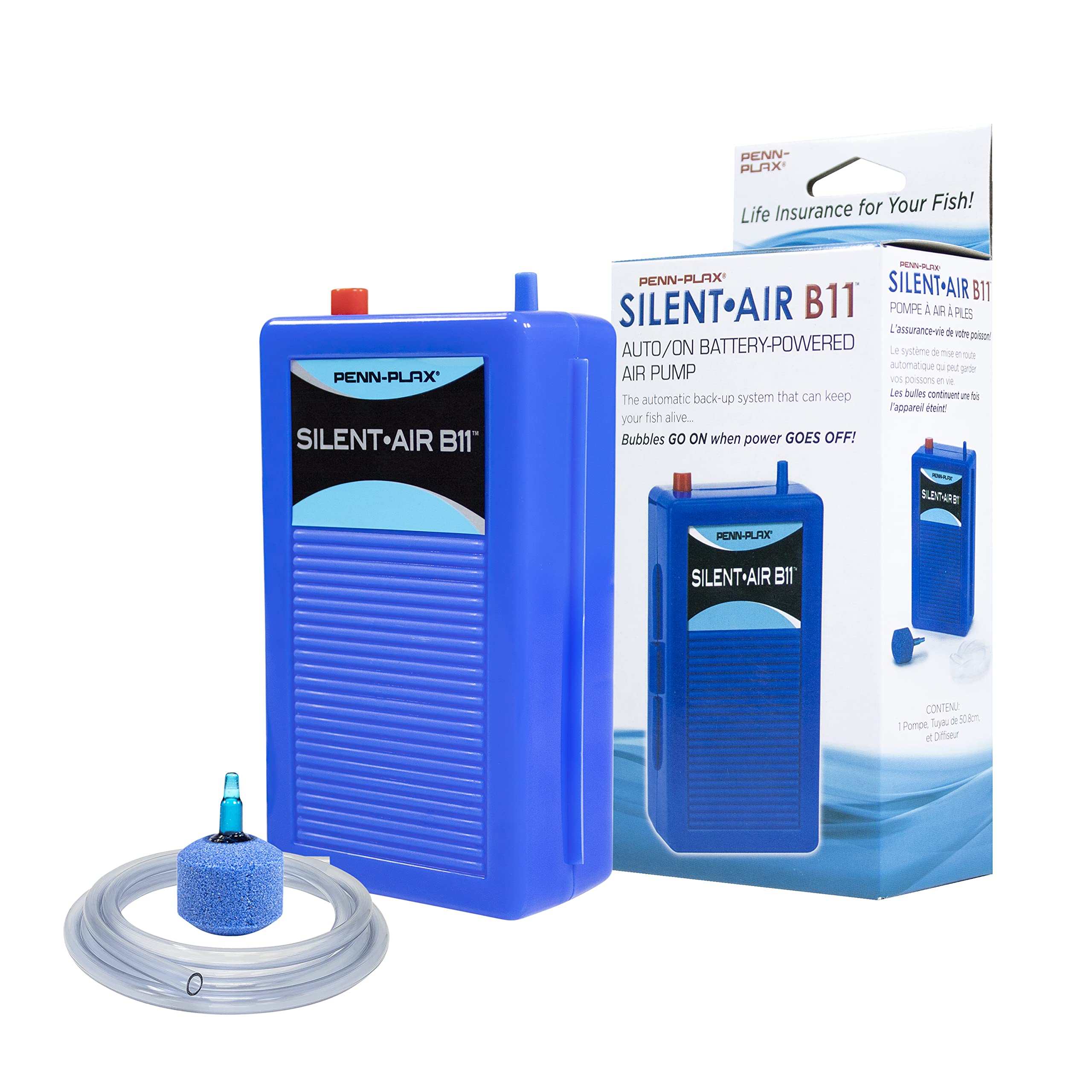 Penn Plax Silent Air Battery Operated Aquarium Air Pump - Automatic Turn On During Power Outage for Fish Safety | Emergency Backup for Aquariums & Fish Tanks