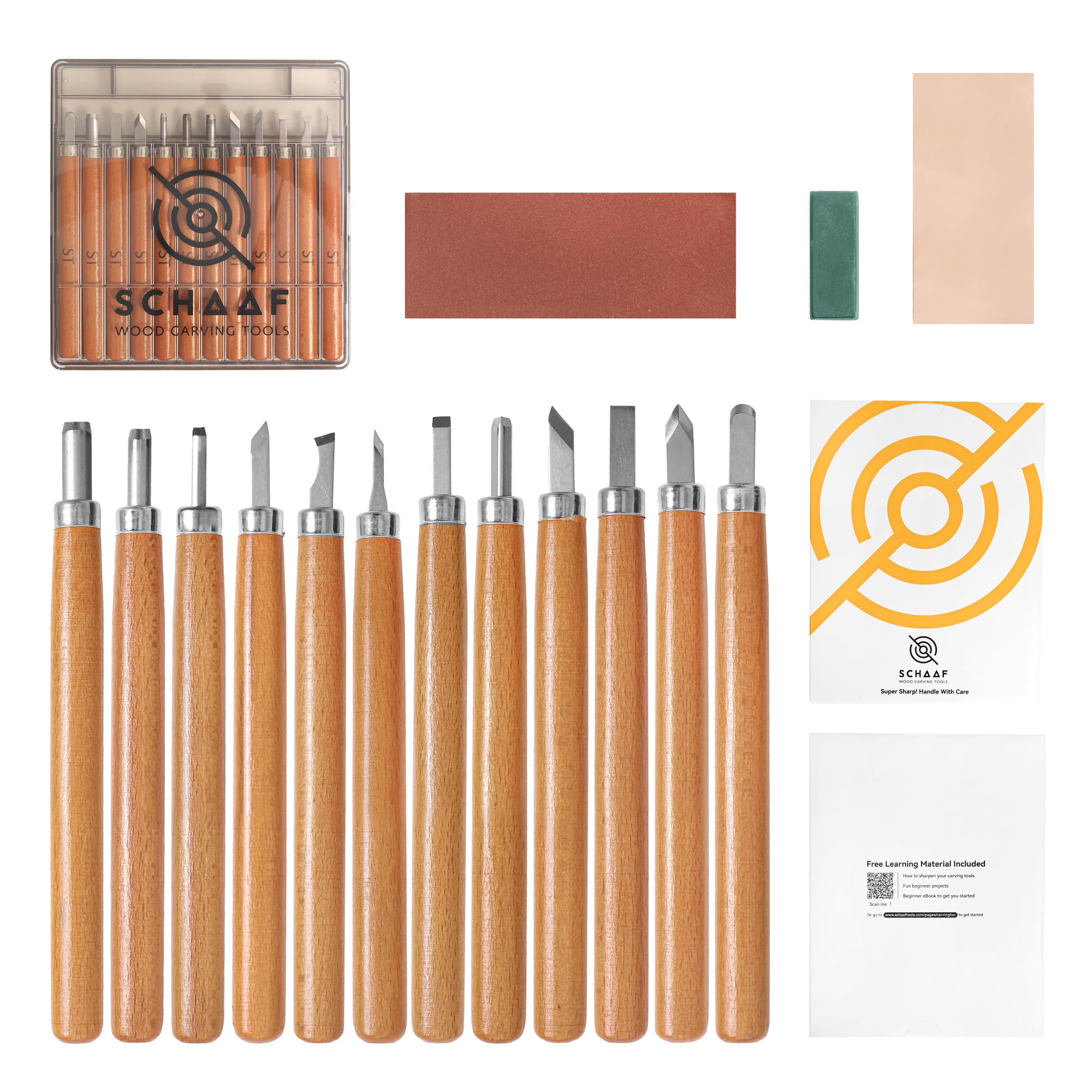 15pc Wood Carving Kit with Sharp Knives & Chisels for DIY Crafts - Beginner-Friendly Woodworking Tools
