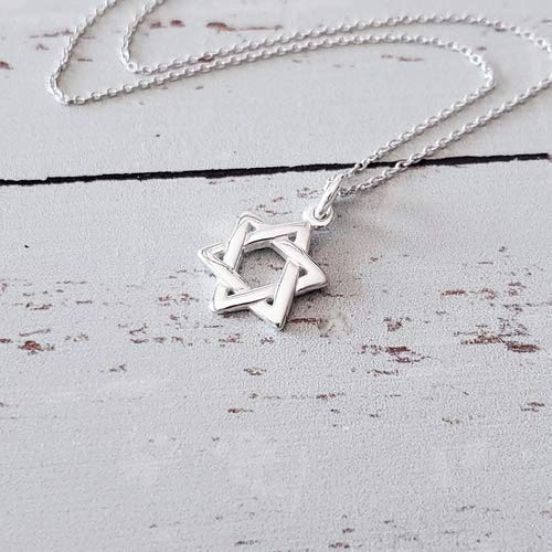 Sterling Silver Tiny Star of David Pendant Necklace - 18