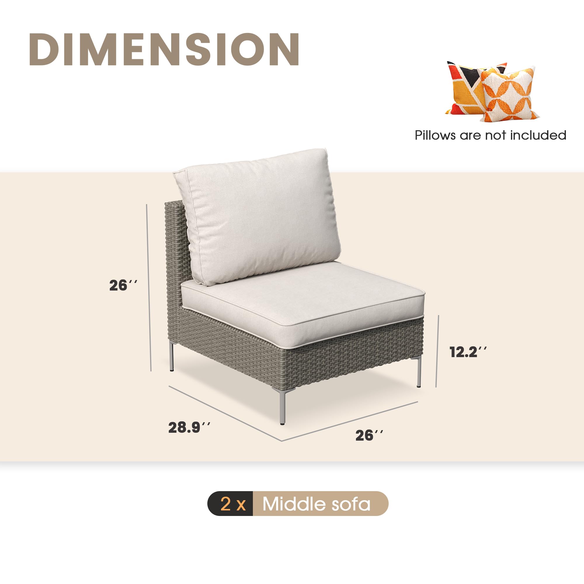 VICLLAX 2-Piece Wicker Patio Furniture Set - Outdoor Rattan Sofa Set with Cushions, Grey All-Weather Conversation Set for Deck, Backyard, Garden, Porch or Poolside Relaxation