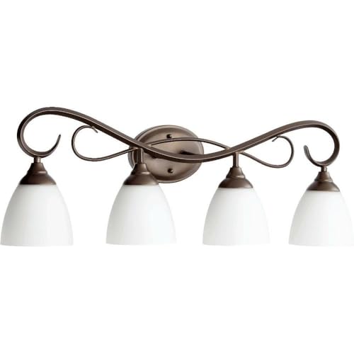 Traditional Ceiling Fan Transitional Four Light Vanity in Bronze/Dark Finish - Perfect for Bedroom, Bathroom, and Living Room Lighting Upgrade
