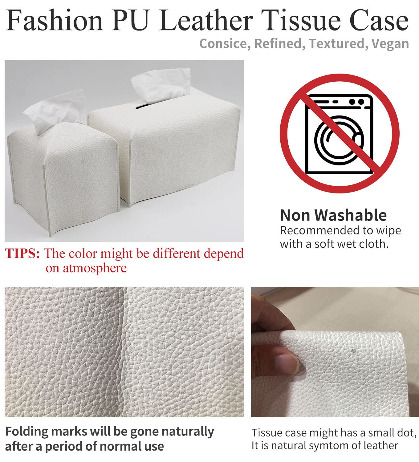 Livelab Square Tissue Box Cover - Modern PU Leather Tissue Holder for Facial Tissues & Paper Rolls | Decorative Bathroom Vanity, Nightstand & Office Desk Organizer (5x5x5 Inches, Pink) - Perfect for Home, Car & Office Use
