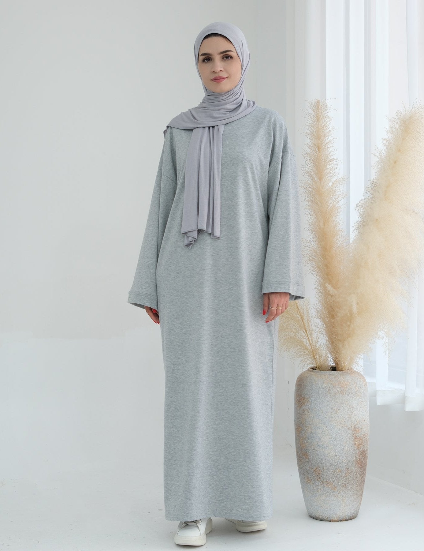 Ava Knit Maxi Dress for Women - Soft Stretchy Gray Long Dress, Perfect for Casual Wear, Date Night & Summer Vacations