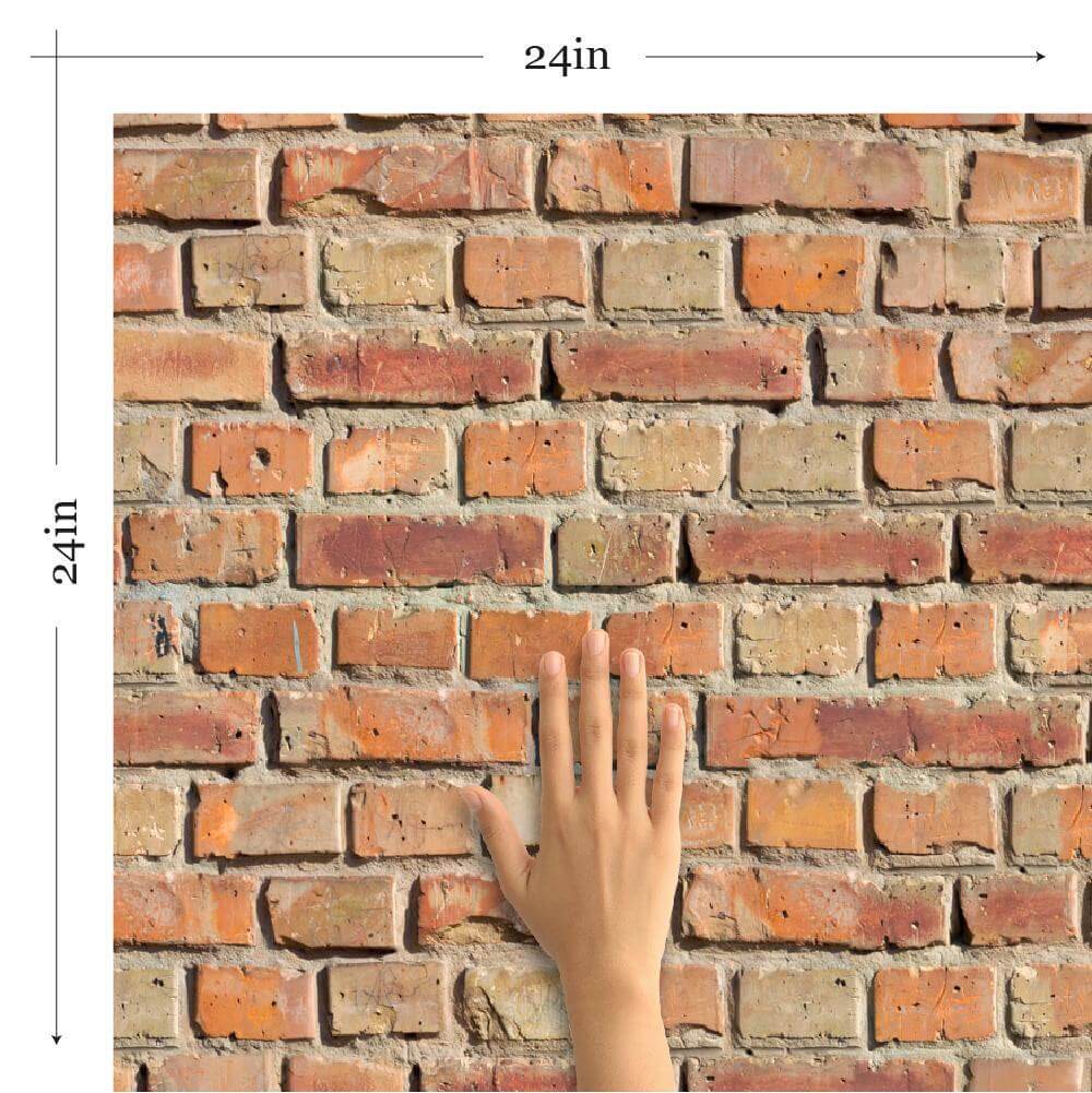 Red and Orange Brick Texture Peel and Stick Removable Wallpaper - Self-Adhesive Decorative Wall Covering for Home, Office, and DIY Projects