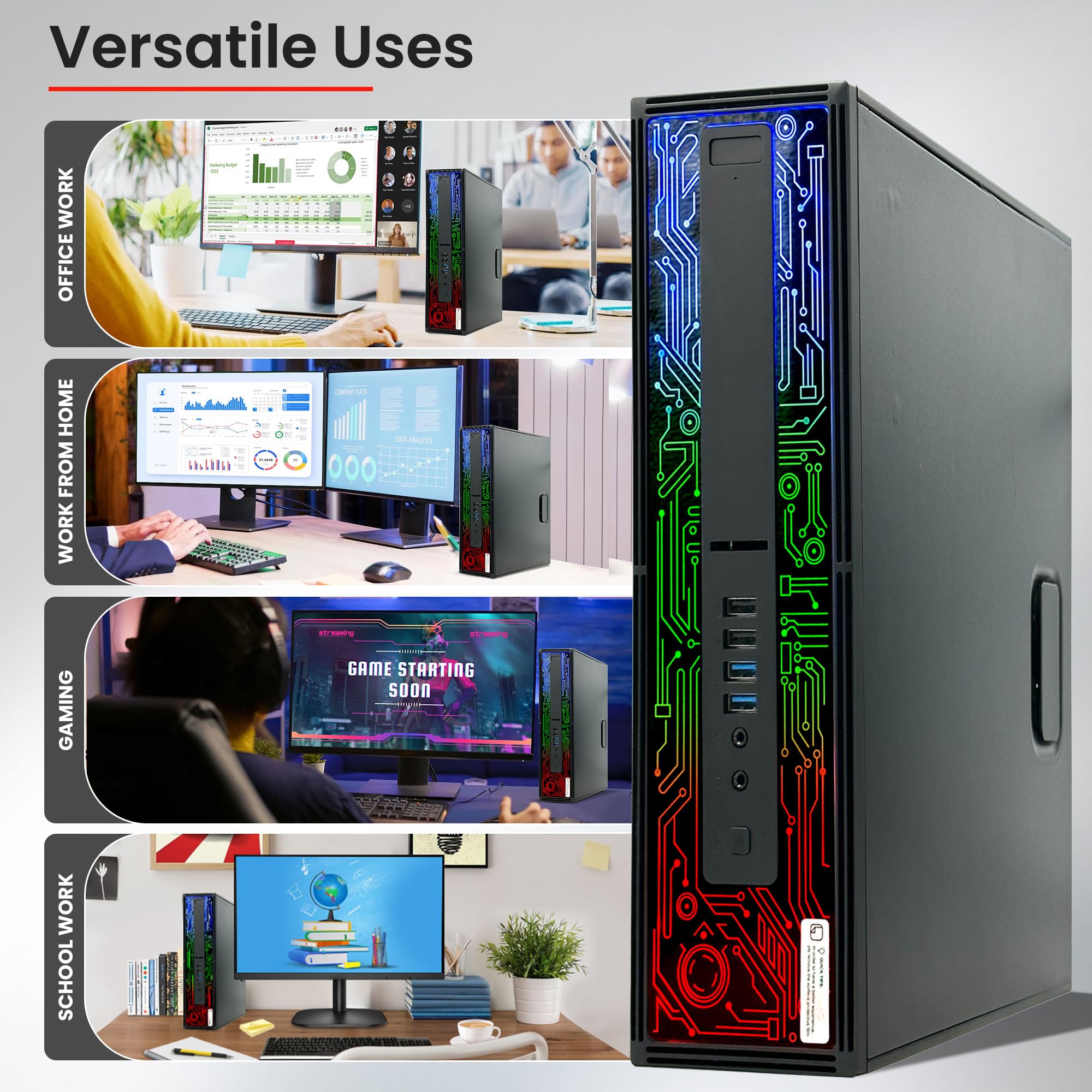 HP G2 RGB Gaming PC Desktop – Intel Core i7-6700 6th Gen | 16GB DDR4 RAM | 1TB SSD | NVIDIA GTX 1050 Ti 4GB GDDR5 | Dual 24