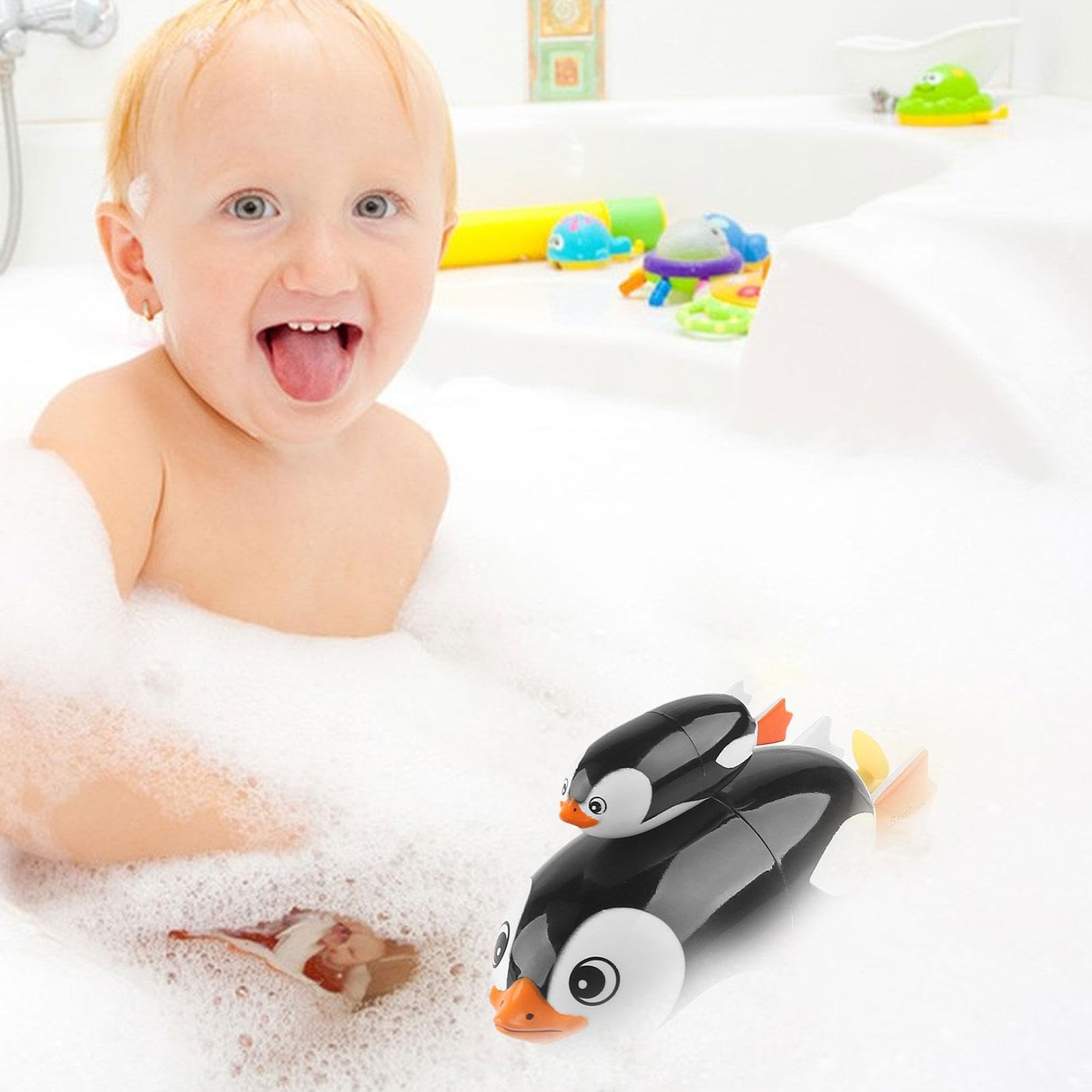 Penguin Swimming Bath Toy for Babies & Toddlers - Wind Up Water Toy for Bathtub, Pool & Playtime | Fun Bathing & Swimming Penguin & Turtle Toys for Kids
