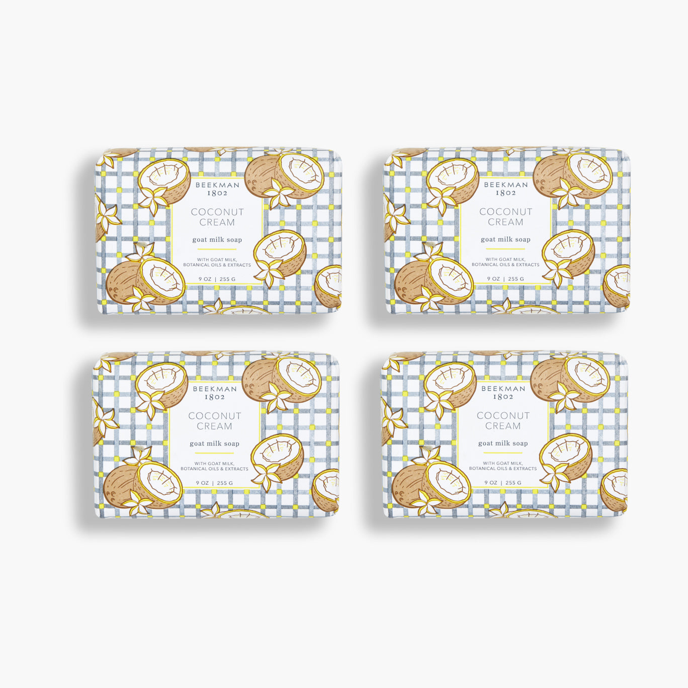 Organic Coconut Cream & Goat Milk Soap Bars - 4 Pack Moisturizing Handmade Soap for Dry Skin - Perfect for Bath, Shower & Gift Giving