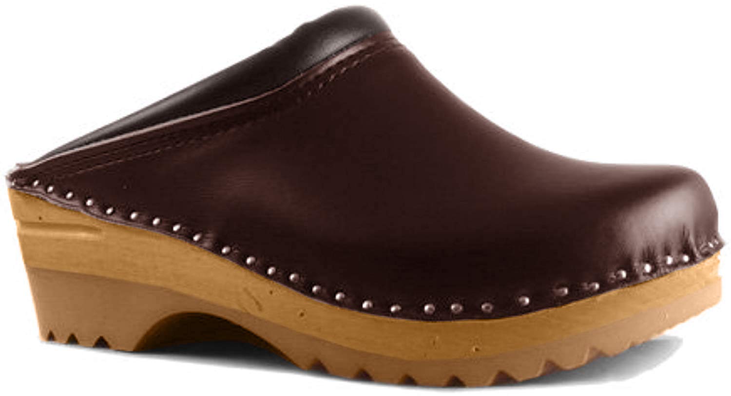 Troentorp Rembrandt Bastad Women's Leather Wooden Clogs - Slip-Resistant Closed Toe Swedish Clogs for Nursing, Chef Work & Comfortable Everyday Wear