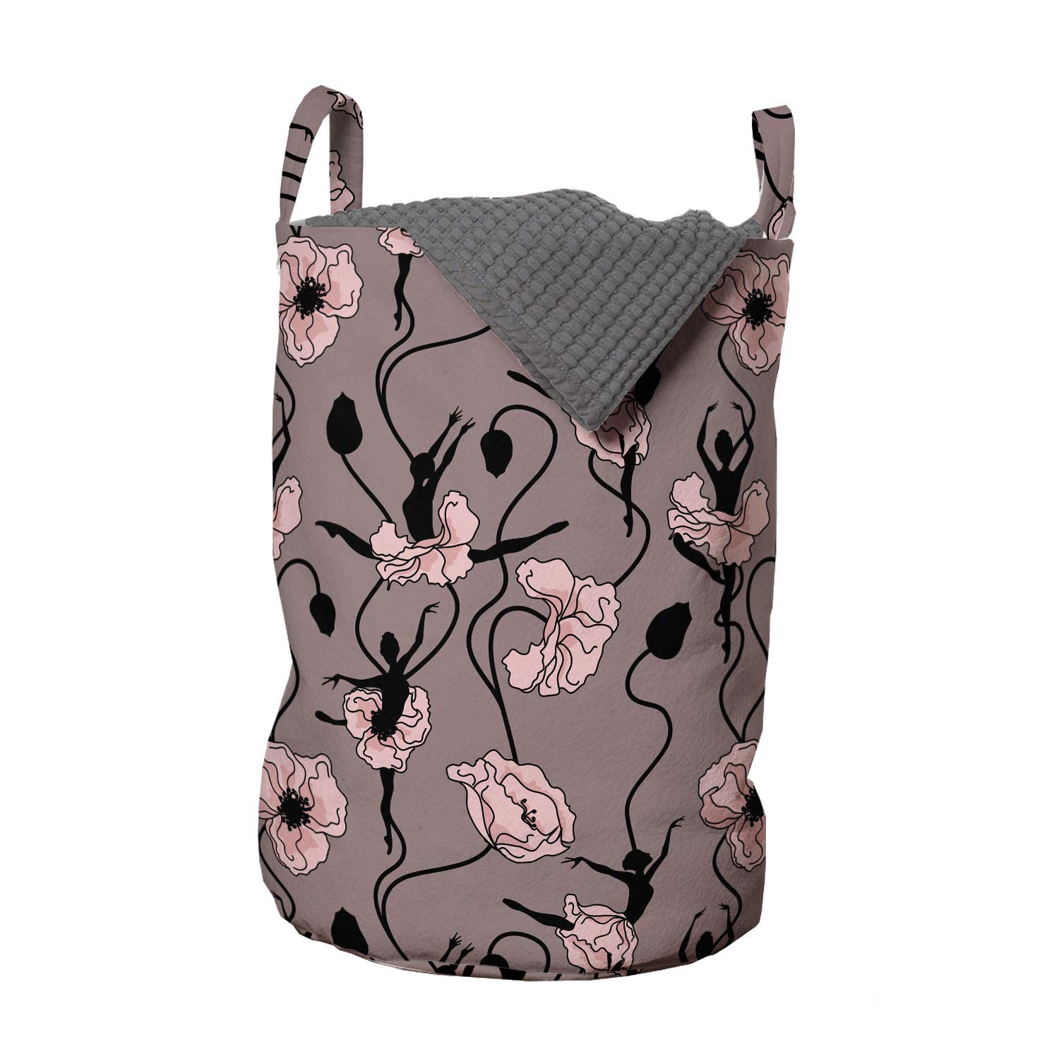 Ambesonne Abstract Laundry Bag with Blooming Flowers & Ballerina Silhouettes - 13