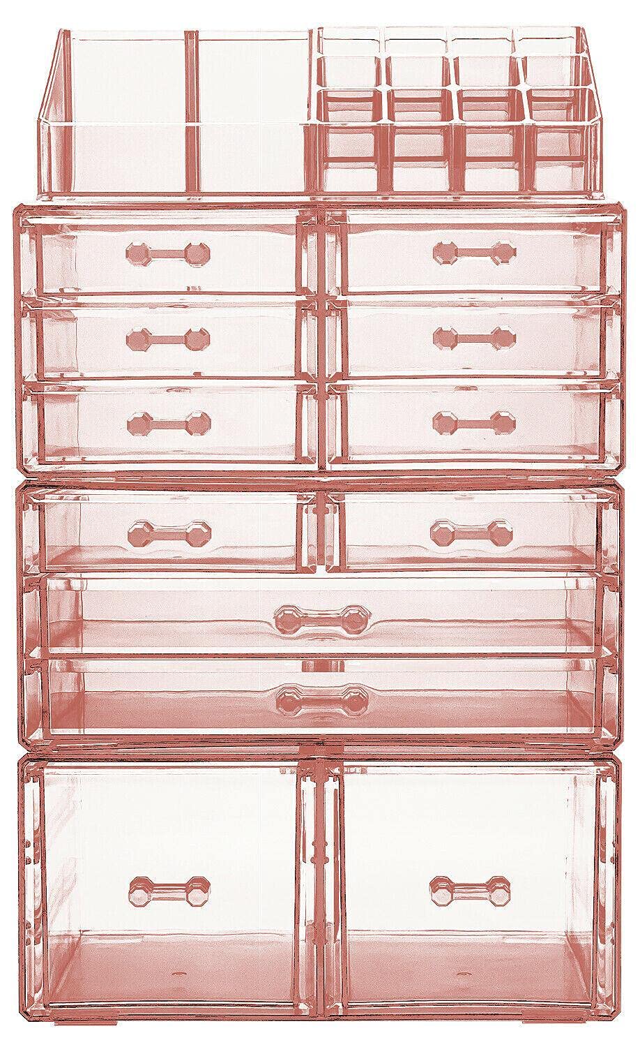 Extra Large Makeup Organizer with 12 Drawers & 16 Compartments - Cosmetic Storage Box for Vanity, Bathroom & Travel | Makeup Case, Beauty Organizer, Jewelry Organizer for Bedroom & Dressing Table