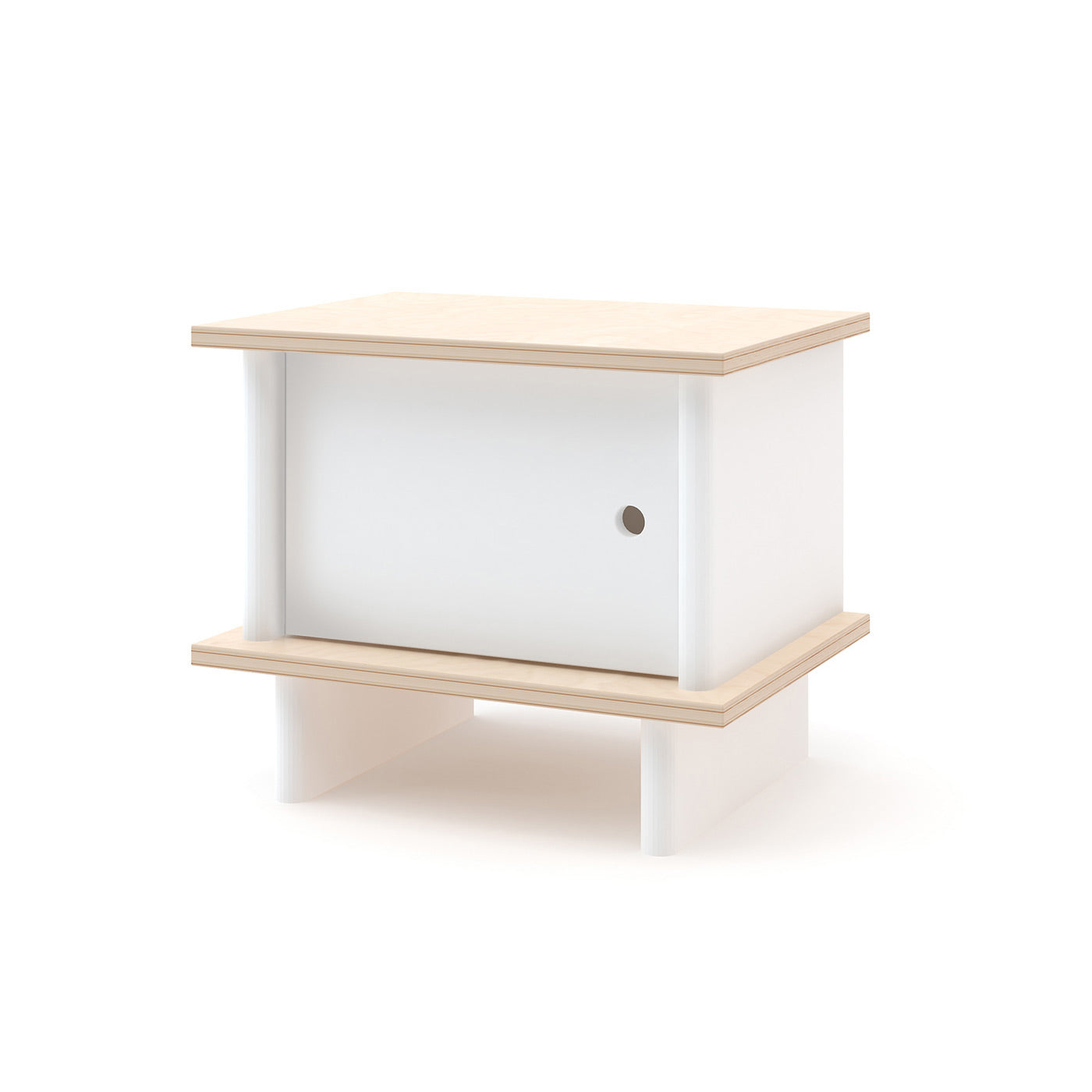 Oeuf Kids ML White/Birch Nightstand - Modern Wooden Bedside Table for Children's Room, Nursery or Playroom - Perfect for Bedtime Stories & Storage
