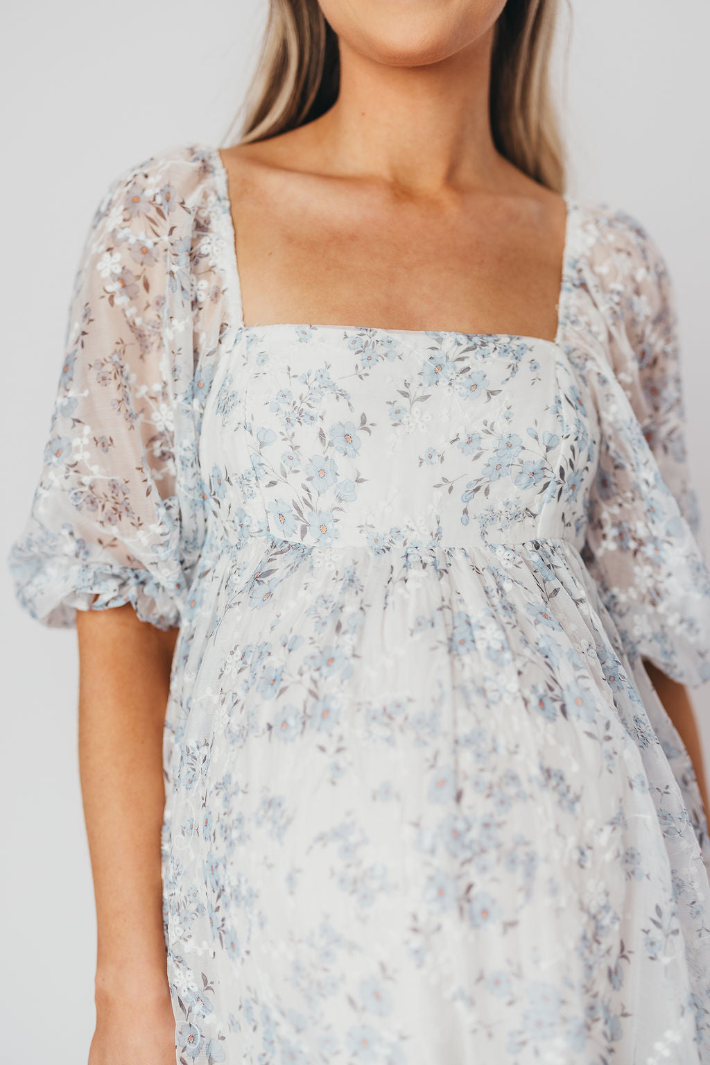 Blue and White Smocked Maxi Dress for Women - Bump Friendly Maternity & Inclusive Sizing (S-3XL) | Perfect for Beach Vacations, Summer Weddings & Casual Outings