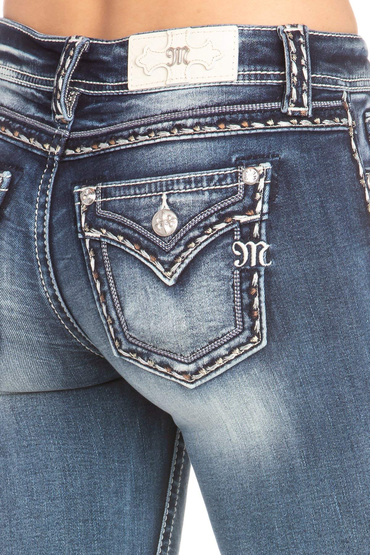 Miss Me Women's Embroidered Bootcut Jeans - Stretch Denim Pants with Floral Design for Casual & Night Out | Perfect for Date Nights, Parties & Everyday Wear
