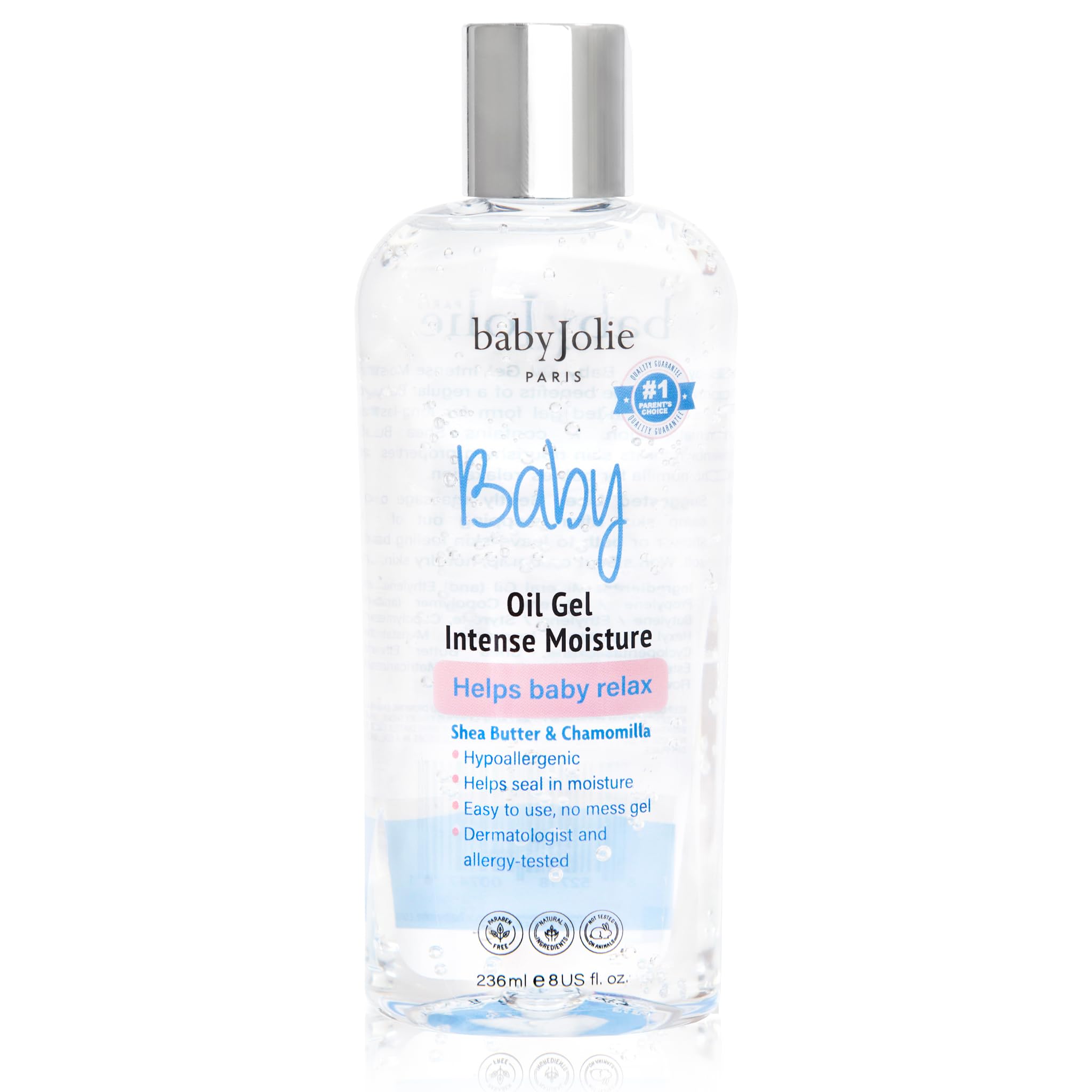 Baby Jolie Relaxing Baby Oil Gel with Shea Butter & Chamomile - Intensive Moisture for Sensitive Skin - 8oz - Perfect for Massage, Dry Skin Care & Bedtime Routine