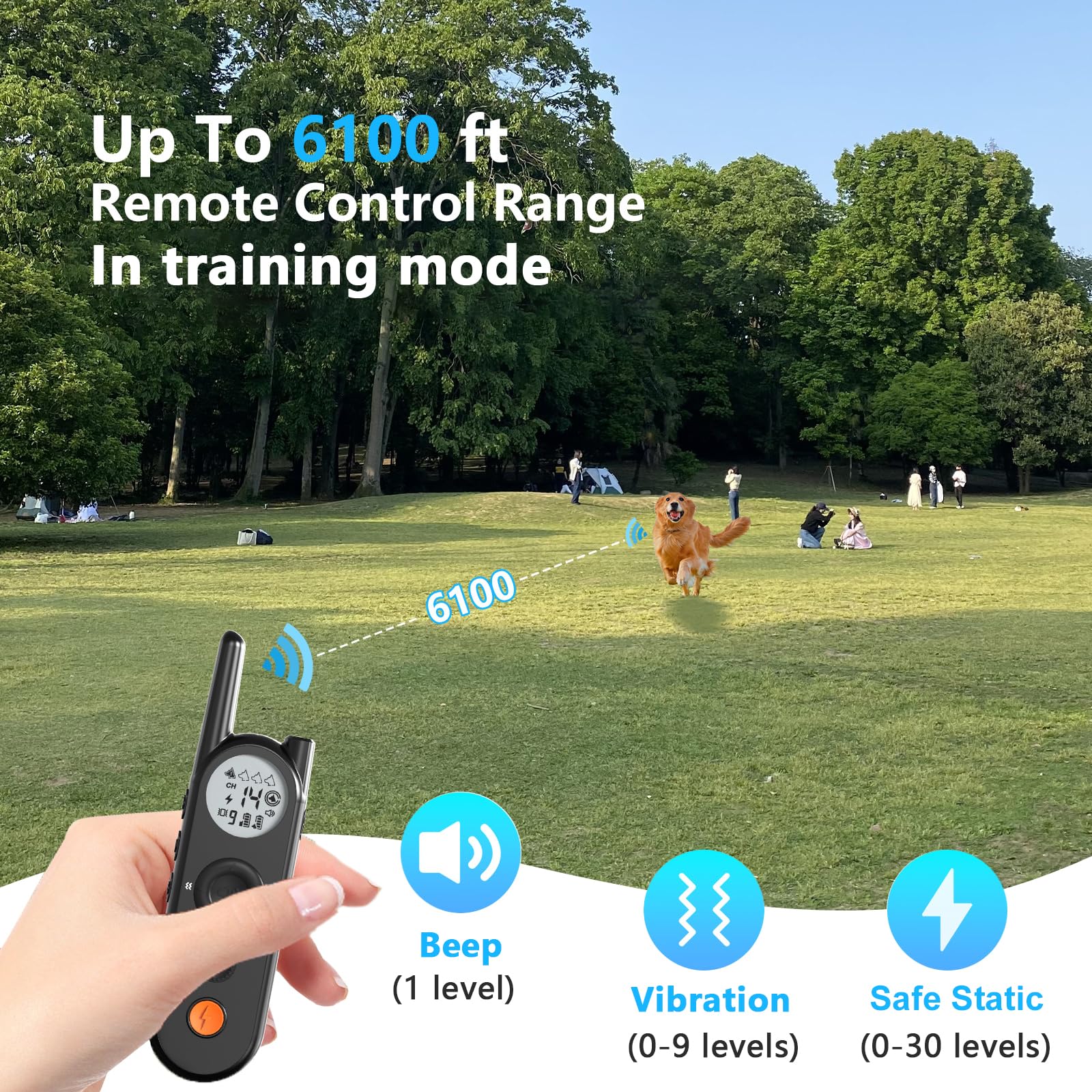 **Wireless Dog Fence System - 3500FT Range, 6100FT Remote Training, 185-Day Rechargeable Battery, IPX7 Waterproof Collar, 3 Training Modes (Black, for 2 Dogs) - Perfect for Large Yards & Outdoor Pet Safety**