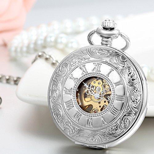 Antique Mechanical Pocket Watch - Retro Hand-Wind Steampunk Watch with Chain for Vintage Style & Gifts