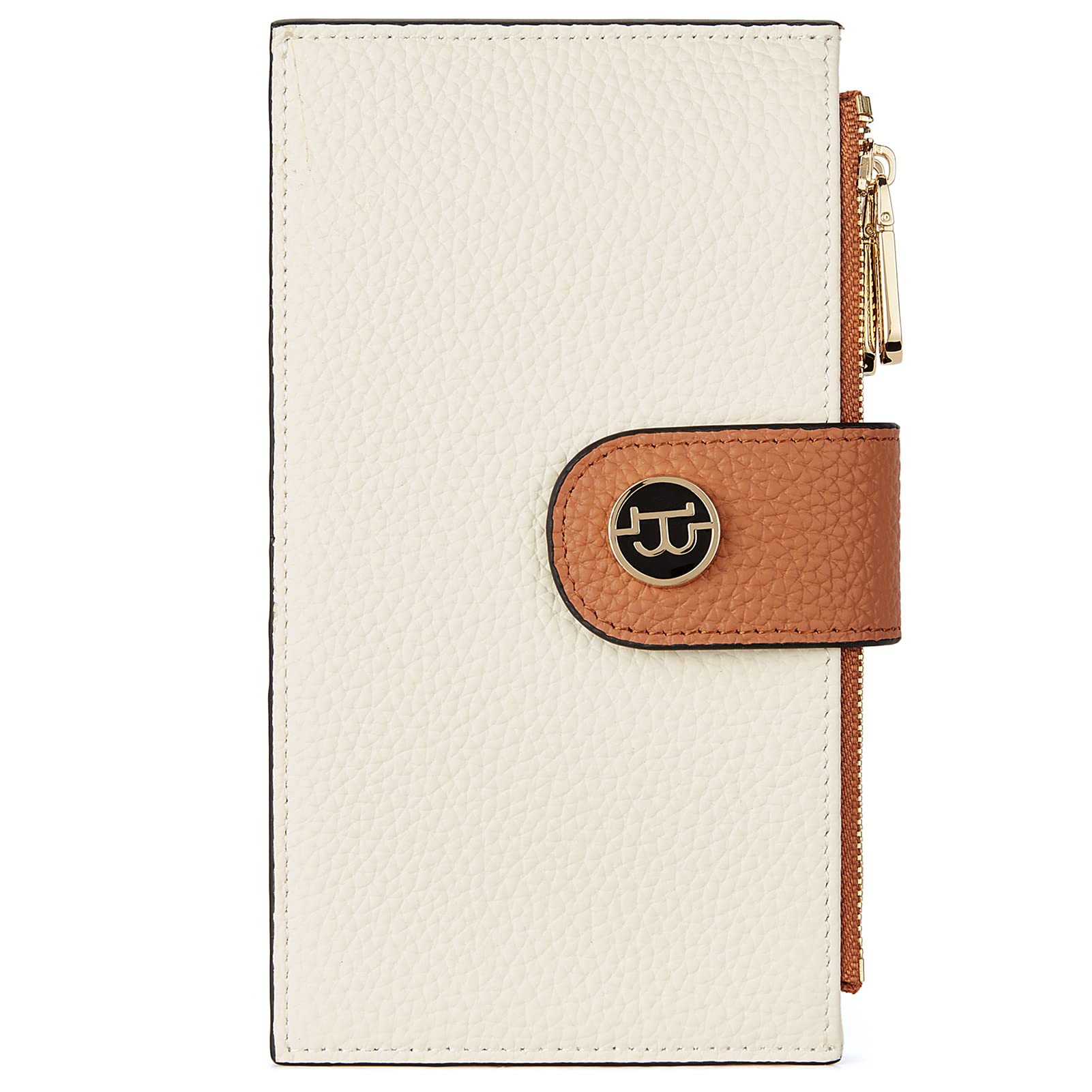 BOSTANTEN Women's Leather Laptop Briefcase & RFID Blocking Slim Wallet Set - Professional Work Bag & Travel Purse for Business Women (Beige/Brown) | Office, Commute & Business Trips