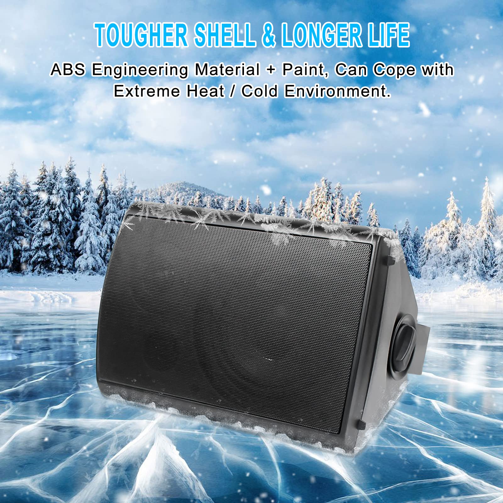 Herdio 6.5 Inch 800W Waterproof Outdoor Bluetooth Speakers - Wall Mounted Sound System with Powerful Bass & Stereo Sound, Multi-Functional Amplifier - Easy Installation for Patio, Deck, Porch, Backyard, Pool Party (2 Pairs Black)
