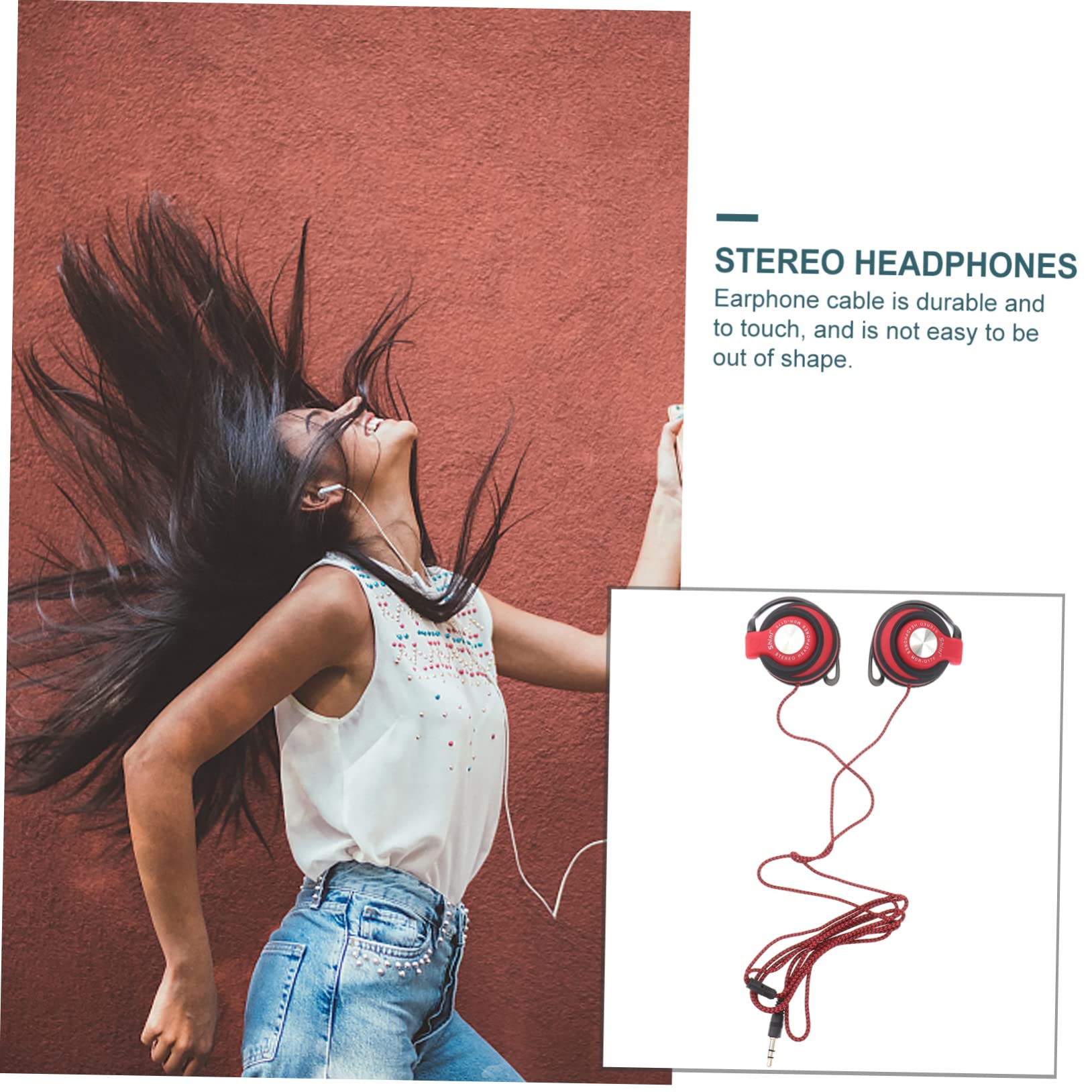 Clip-On Wired Headphones - Over Ear Comfort with Cord for MP3/MP4 Players, Surround Sound & Sports - Perfect for Running, Gym & Travel