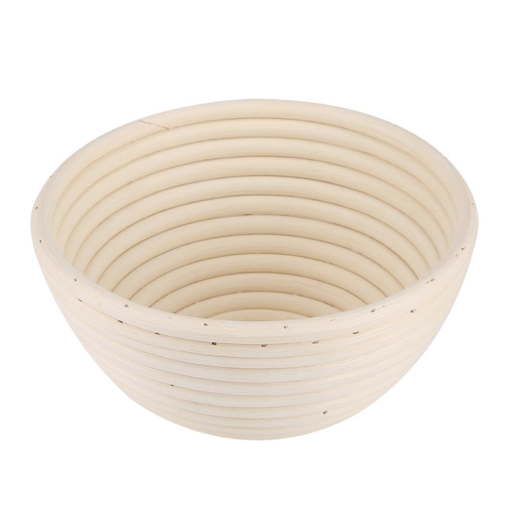 European-Style Round Cane Bread Basket - 18x9cm Rattan Dough Rising Basket & Storage Rack for Artisan Bread Baking, Kitchen Decor, and Rustic Table Setting