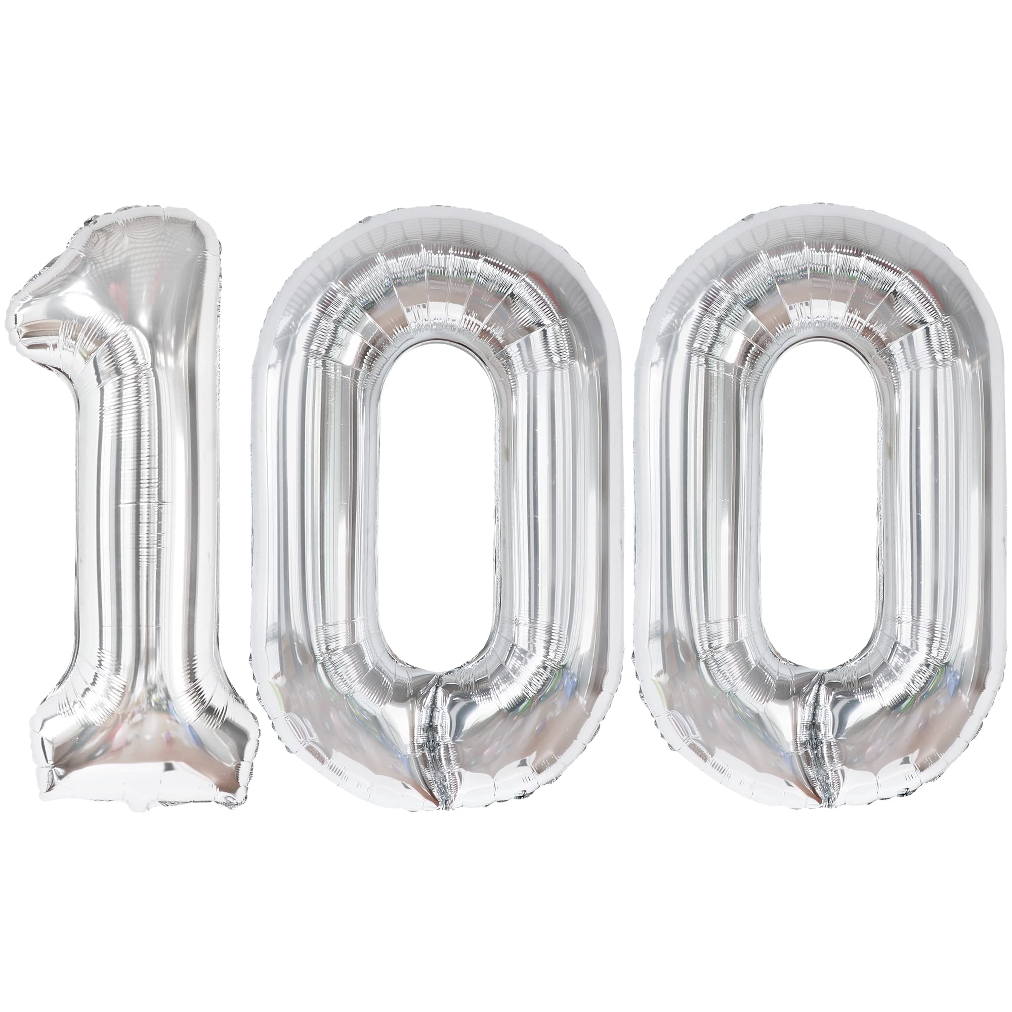 40 Inch Giant Silver 100 Balloon Number for 100th Birthday Decorations | Large Foil Balloon for 100 Days Baby Party, Anniversary & Milestone Celebrations | Perfect for Birthday Backdrops, Photo Booths & Event Decorations