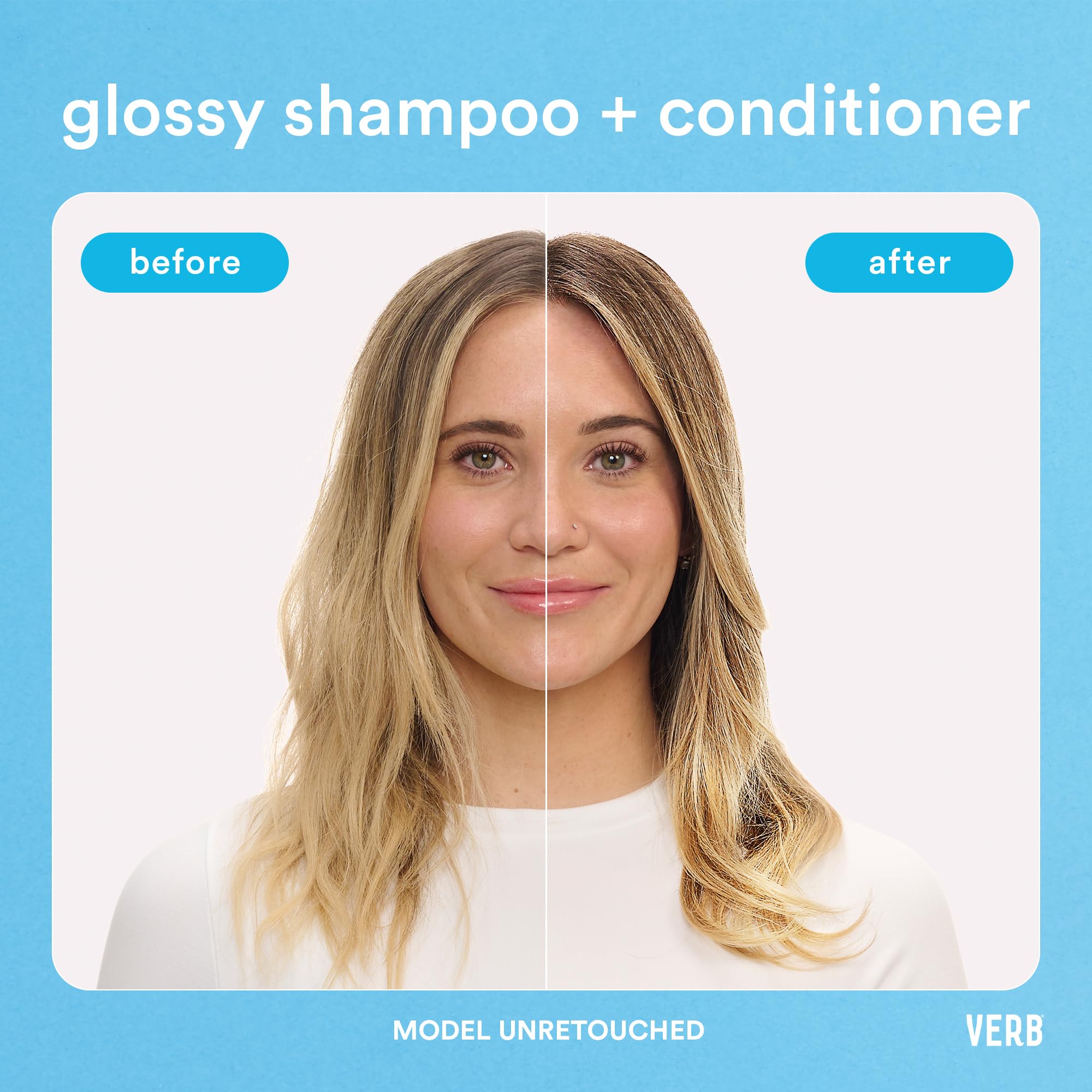 VERB Glossy Shampoo for Thick to Coarse Hair - Sulfate Free, Paraben Free & Gluten Free Moisturizing Shampoo with High Shine - Perfect for Dry, Damaged Hair & Daily Hydration Care