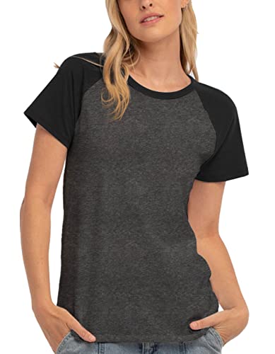 Charcoal Grey & Black - Short Sleeve Raglan Women