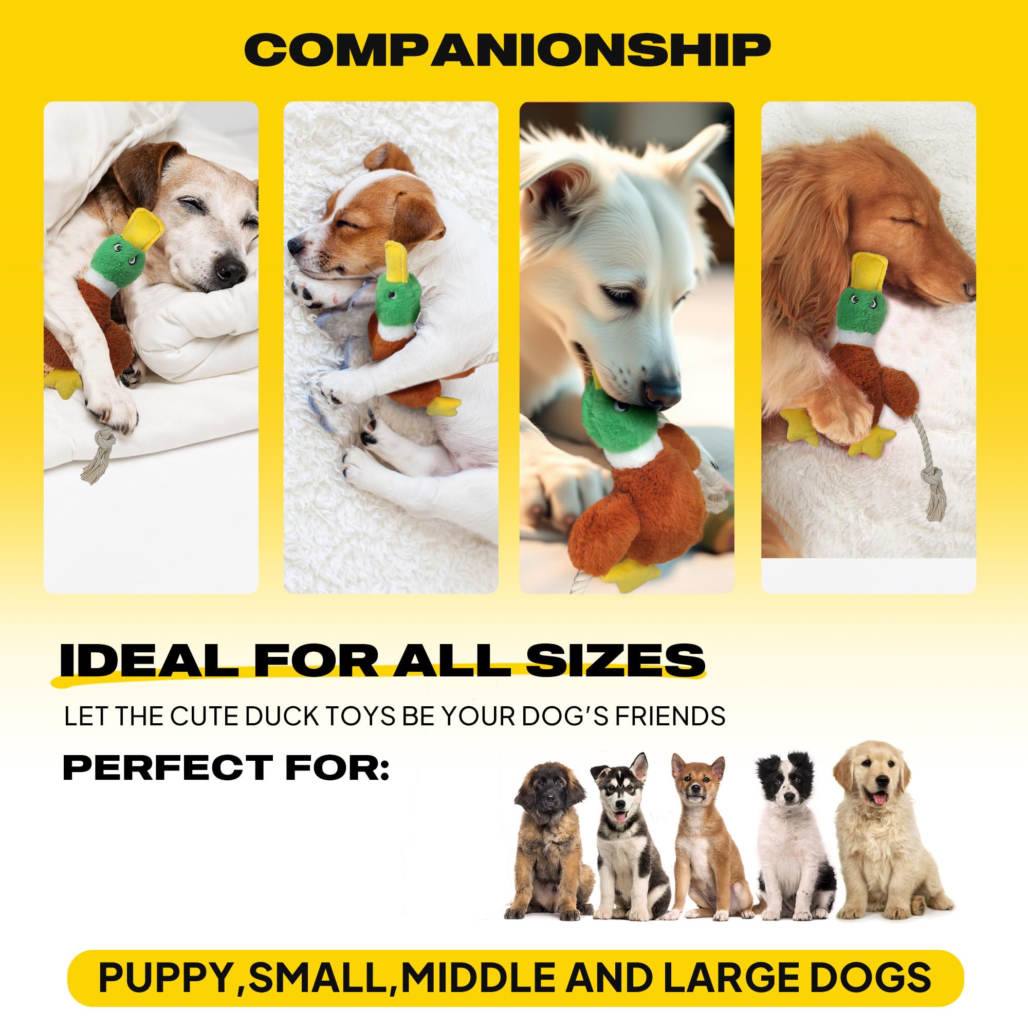 Durable Dog Toys for Aggressive Chewers - Tough Chew-Proof Rope & Plush Duck Toy for Small, Medium & Large Dogs - Interactive Squeaky Toys to Keep Pets Busy & Entertained - Perfect for Playtime, Training & Anxiety Relief