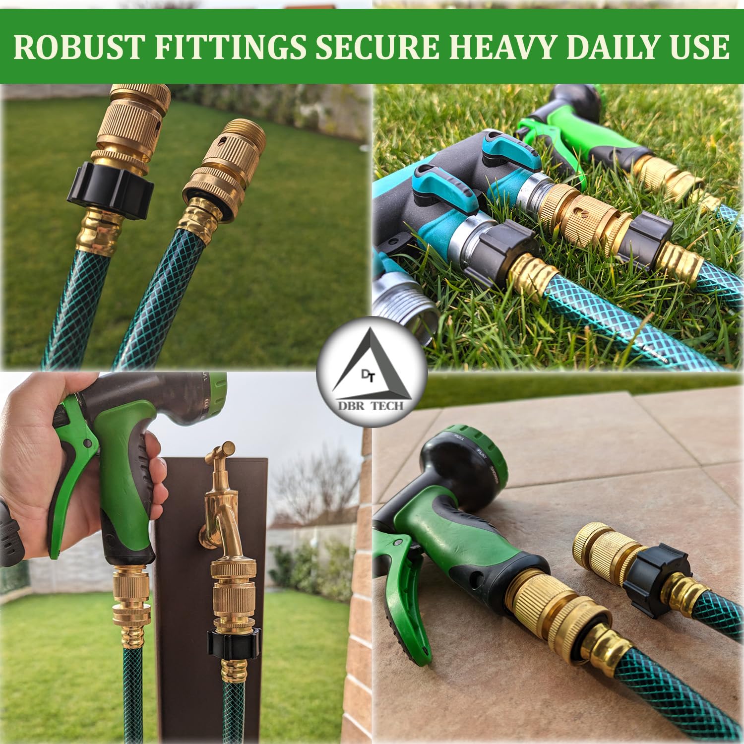 Premium Brass Heavy Duty Water Hose Quick Connect Fittings - 3/4