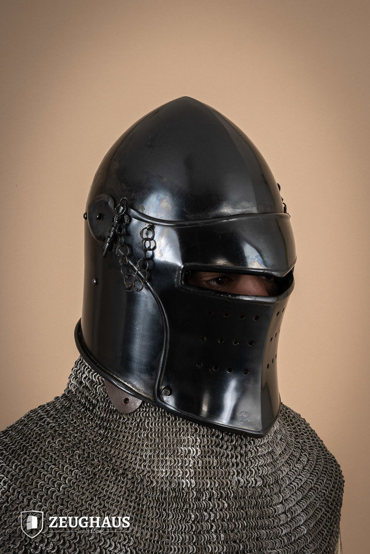 Bascinet Avenger 1.6mm Burnished Medieval Helmet - Authentic Knight Armor for LARP, Cosplay & Historical Reenactment