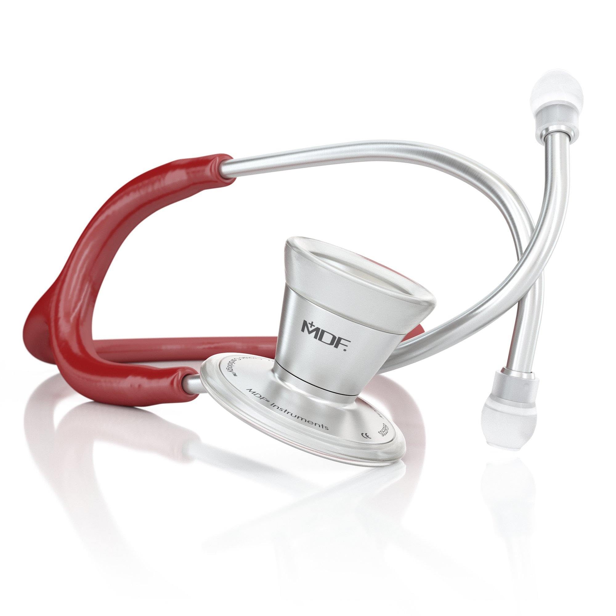 Premium MDF79717 ProCardial Cardiology Stethoscope - Dual Head Stainless Steel Adult Stethoscope with Burgundy Tube & Silver Chestpiece - Ideal for Doctors, Nurses & Medical Professionals in Hospitals & Clinics