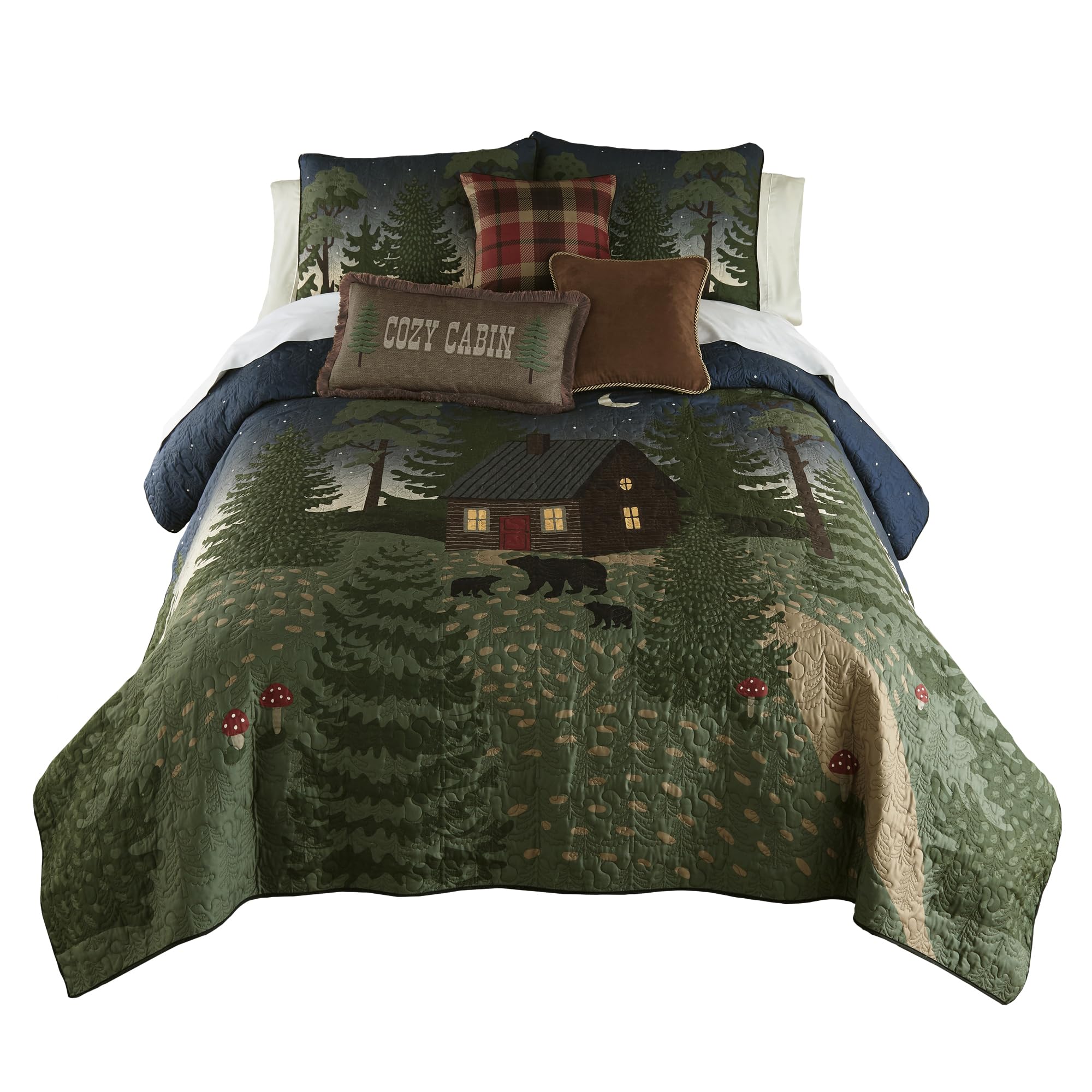 Donna Sharp King Bedding Set - 3 Piece Bear Cottage Lodge Quilt Set with King Quilt & 2 King Pillow Shams - Machine Washable - Cozy Cabin & Lodge Bedroom Decor