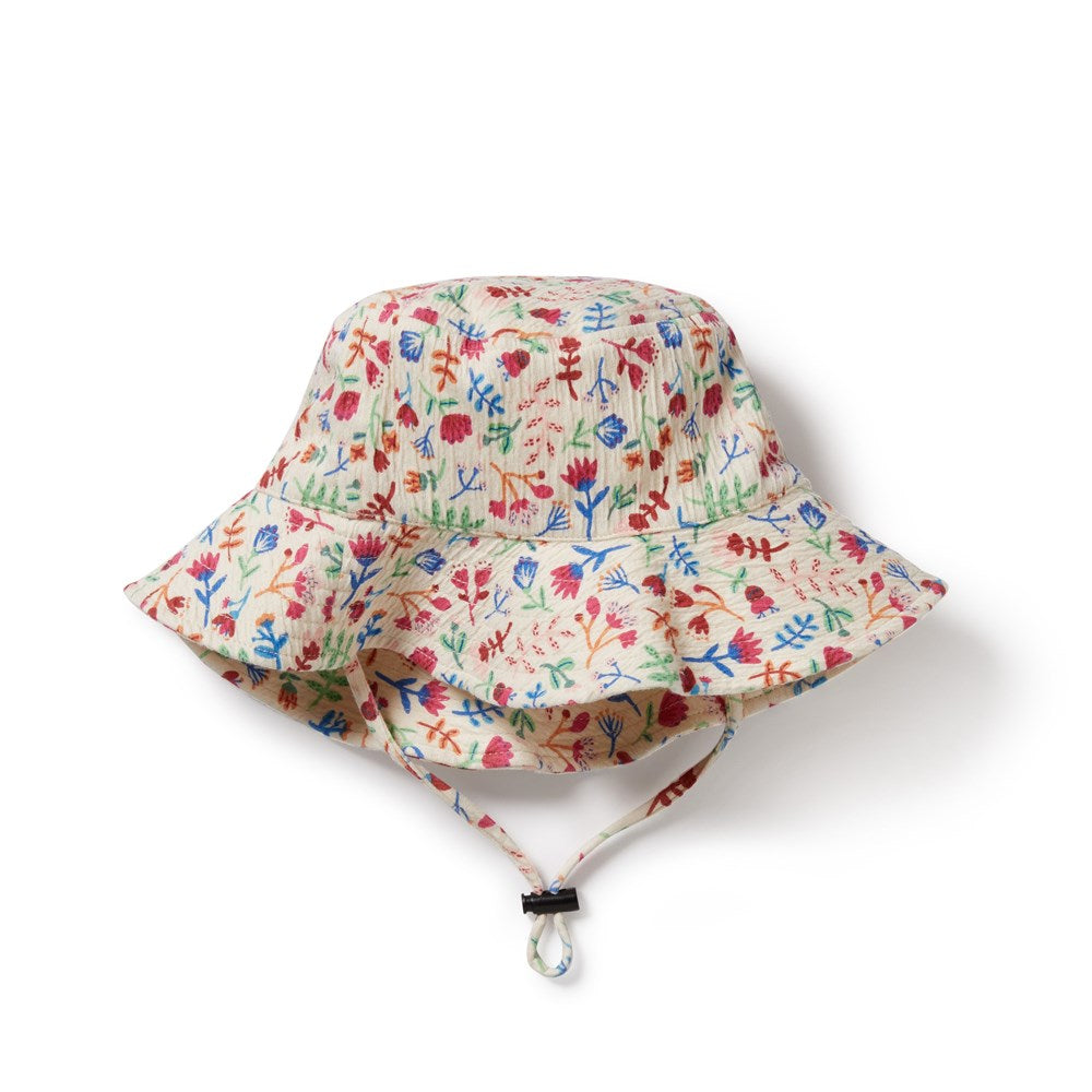 Stylish Tropical Garden Crinkle Sun Hat for Women - UPF 50+ UV Protection, Wide Brim, Foldable & Packable - Perfect for Beach, Pool, Travel & Outdoor Activities