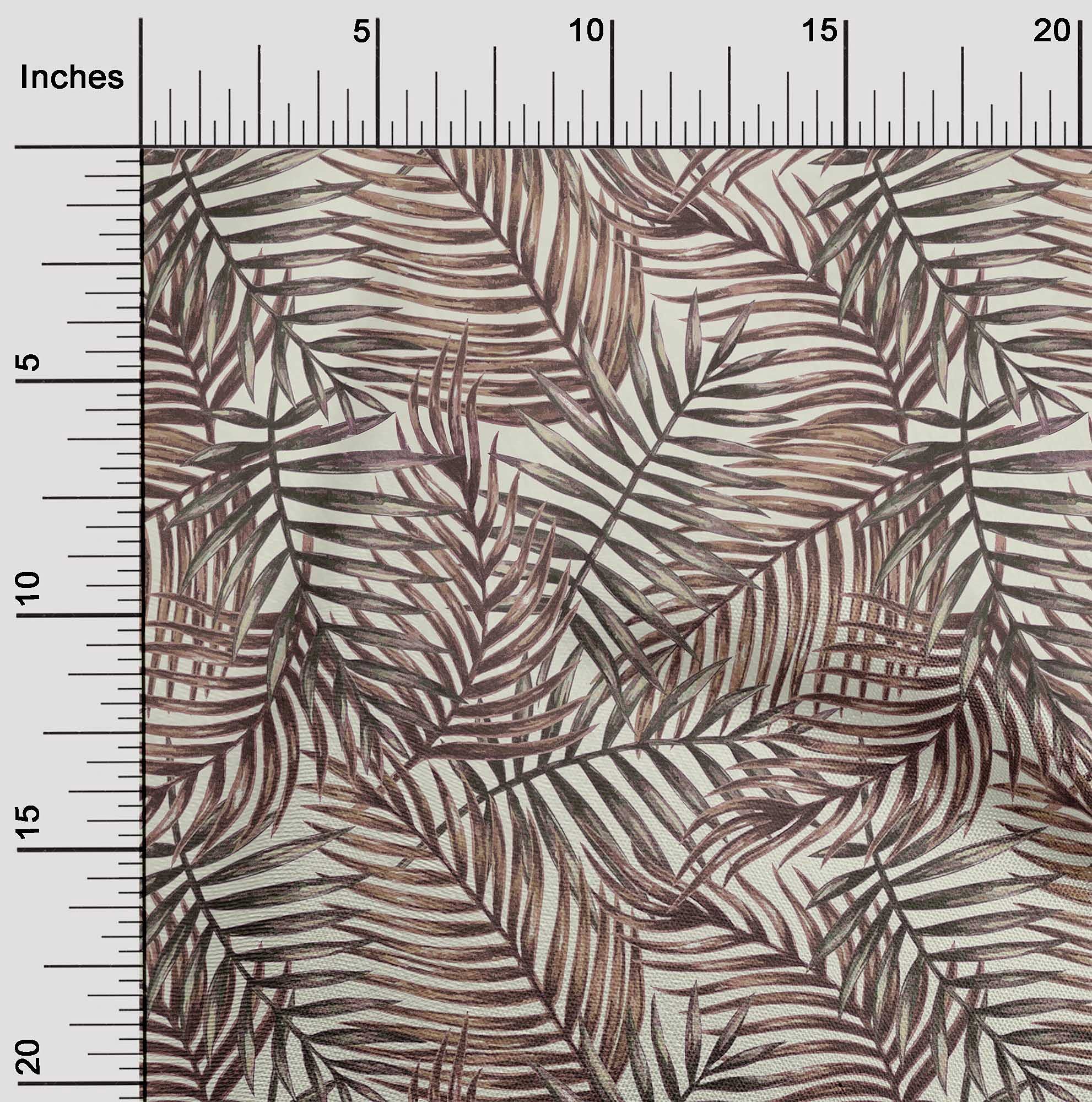 oneOone Velvet Beige Fabric Leaves Print - 58 Inch Wide Sewing Material by The Yard for DIY Clothing, Dresses, Curtains & Home Decor Projects