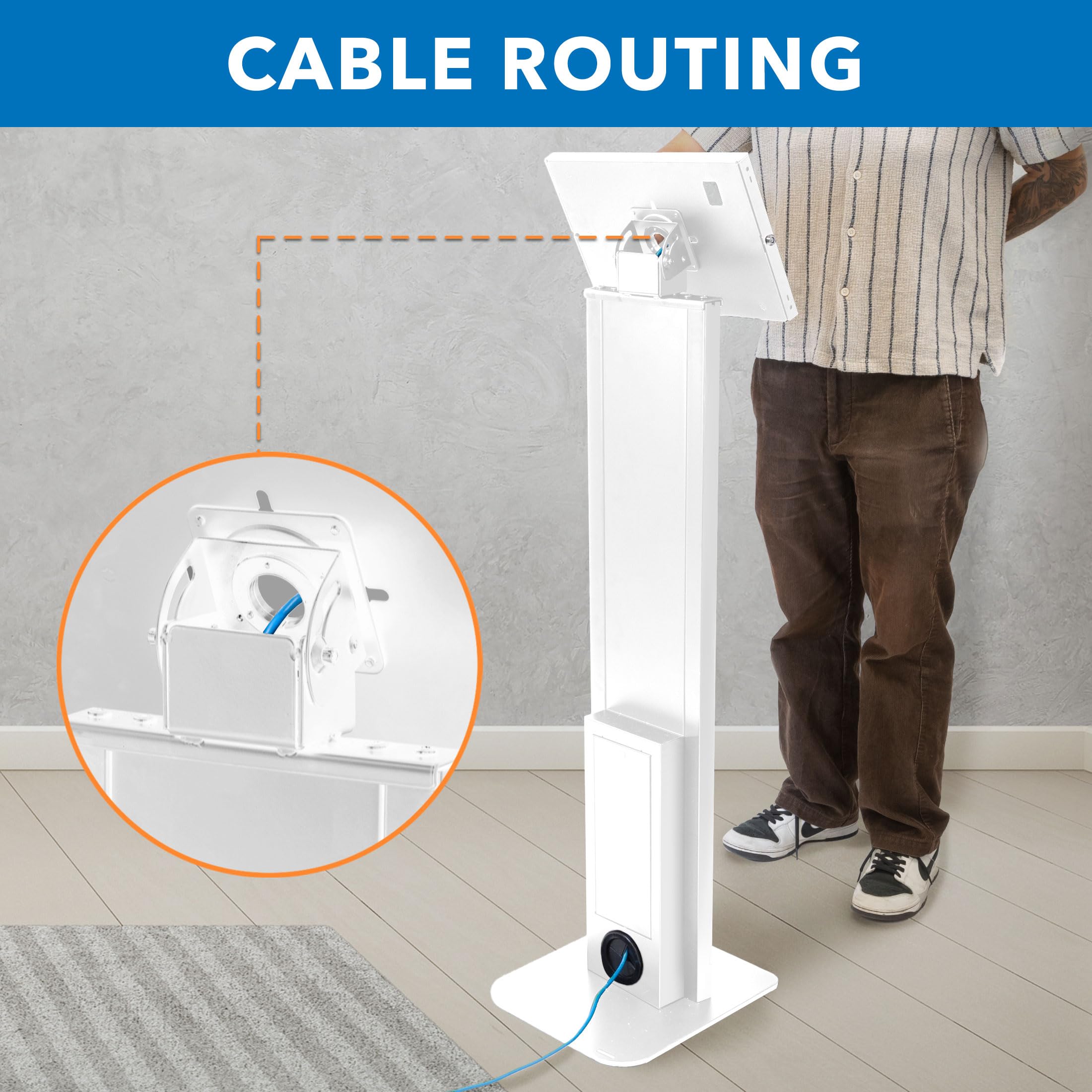 Mount-It! Anti-Theft Tablet Floor Stand Kiosk - Secure Locking Tablet Mount with Universal Enclosure for iPad 7-10, iPad Pro, iPad Air (10.2 inch & 10.9 inch) - White | Perfect for Retail Stores, Restaurants, Museums & Public Spaces