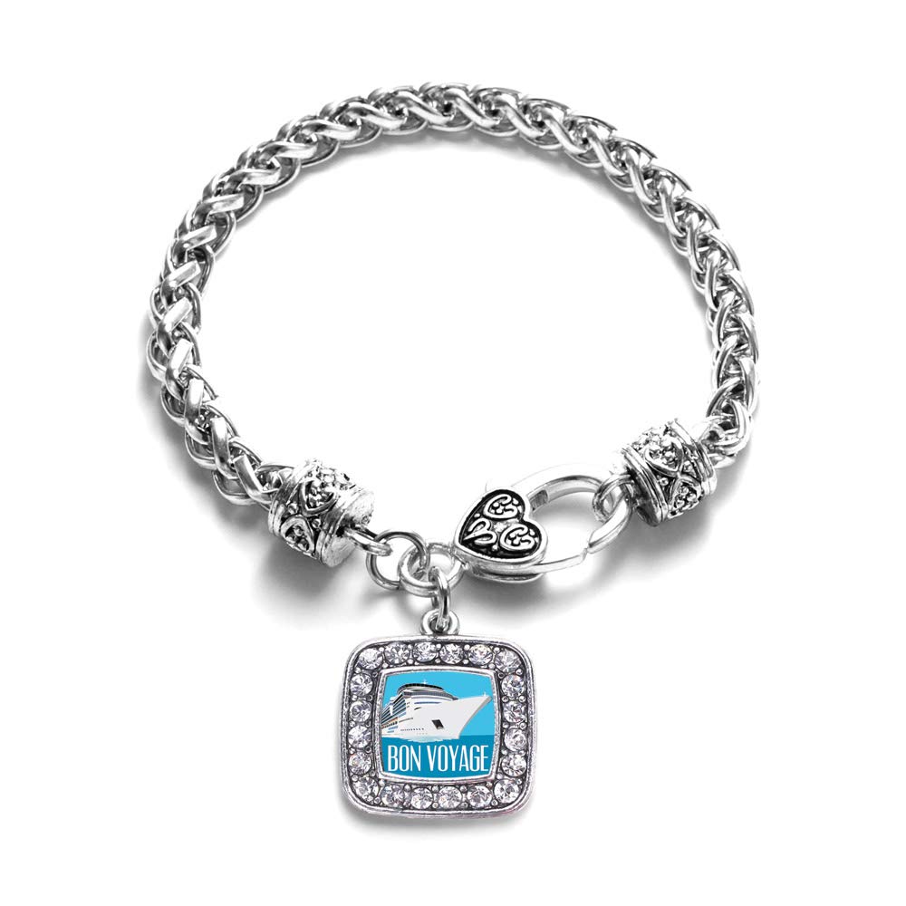 Inspired Silver - Sterling Silver Square Charm Bracelet with Cubic Zirconia Stones | Elegant Jewelry Gift for Women, Birthday, Anniversary, Party & Everyday Wear