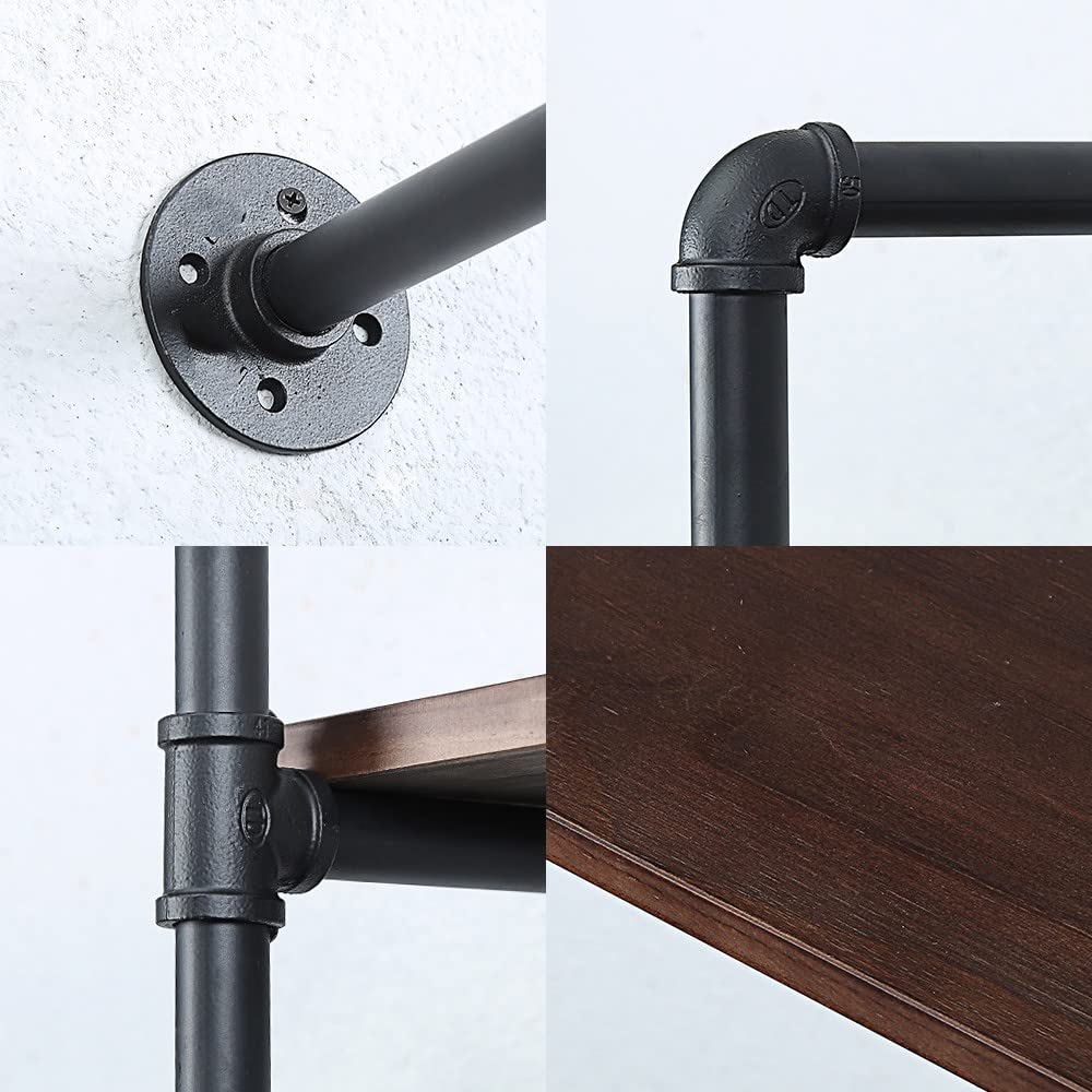 Industrial Pipe Shelving Wall Mounted - 30 Inch Rustic Metal Floating Shelves with Real Wood - Steampunk Bookshelf for Farmhouse Kitchen & Bar (3 Tier) - Perfect for Home Office, Living Room & Bedroom Storage