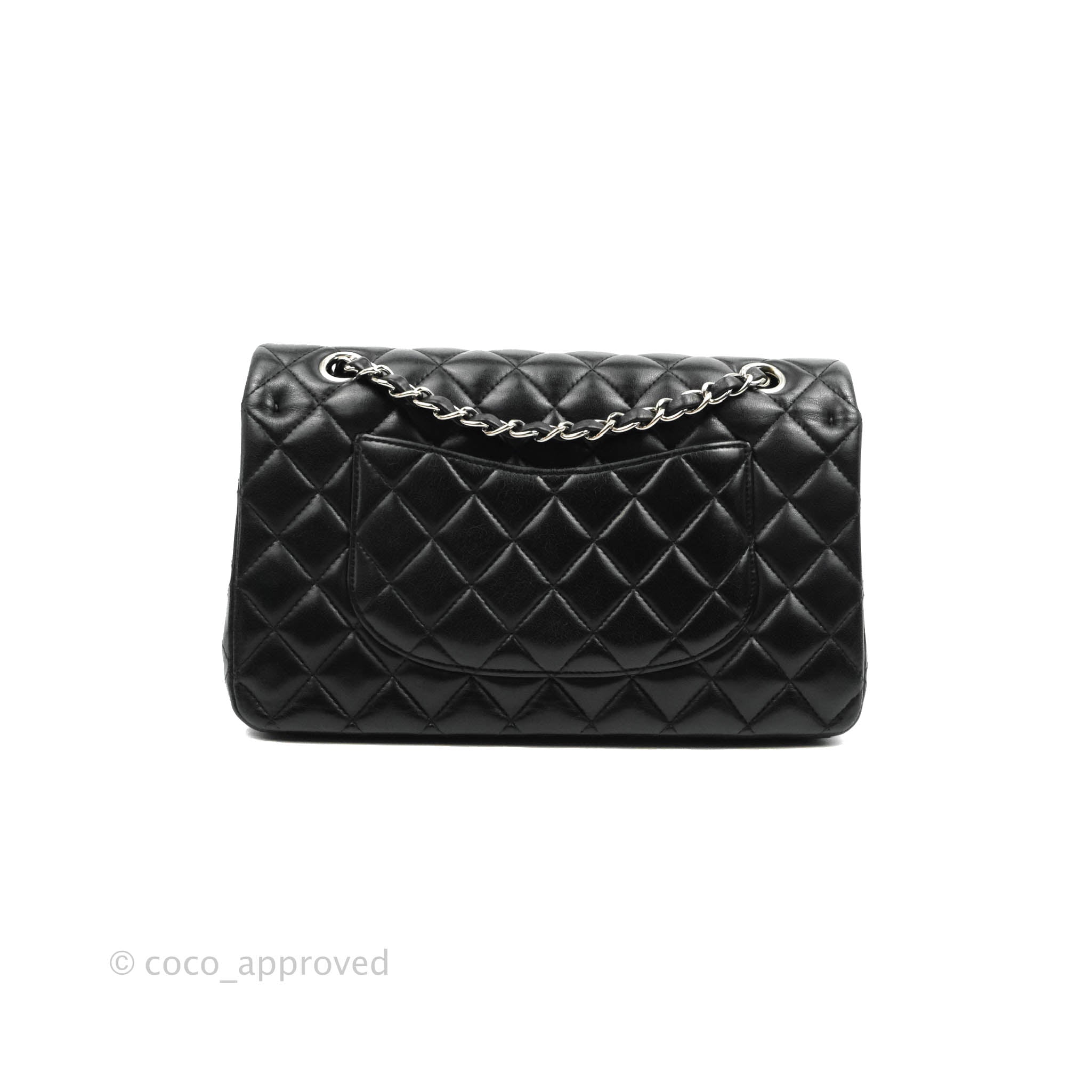 Chanel Classic M/L Medium Double Flap Bag - Black Lambskin Leather with Silver Hardware | Luxury Handbag for Women, Perfect for Work, Evening Events & Everyday Use