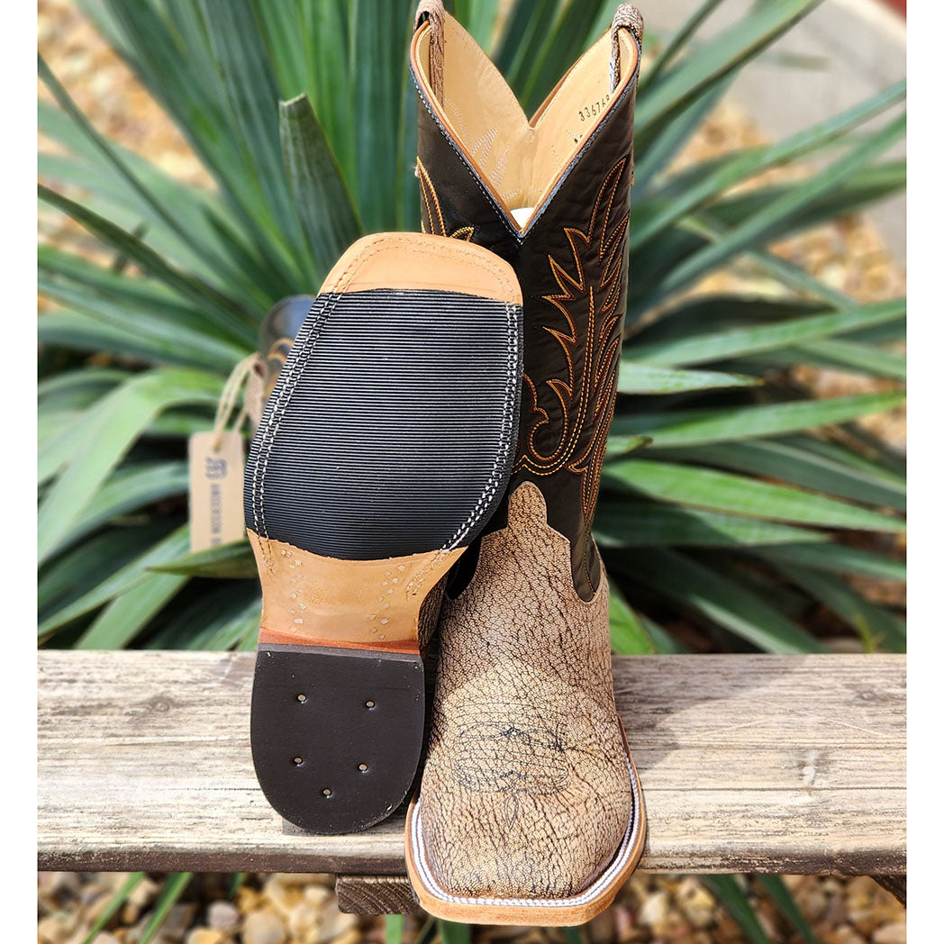 Anderson Bean Men's Wheatsheaf Old English Poseidon Square Toe Cowboy Boots - Western Style Leather Work Boots for Rodeo, Ranch & Outdoor Activities