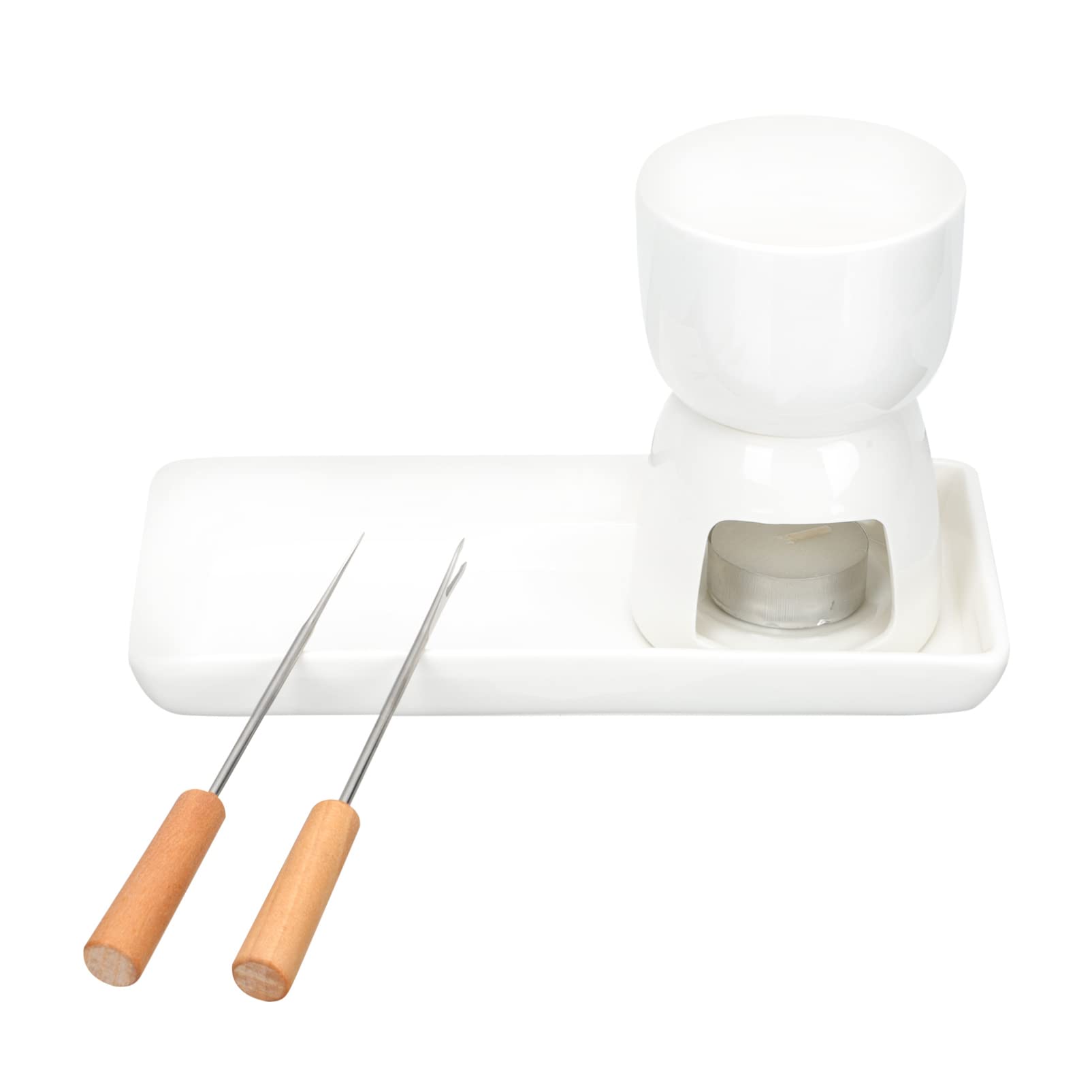 Ceramic Chocolate Fondue Pot Set - Butter Warmer & Cheese Melter for Chocolate, Ice Cream, and Cheese - Perfect for Parties, Desserts, and Family Gatherings