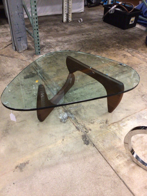Noguchi Style Glass Top Coffee Table - Mid-Century Modern Design for Living Room & Office - Perfect for Home Decor & Small Spaces