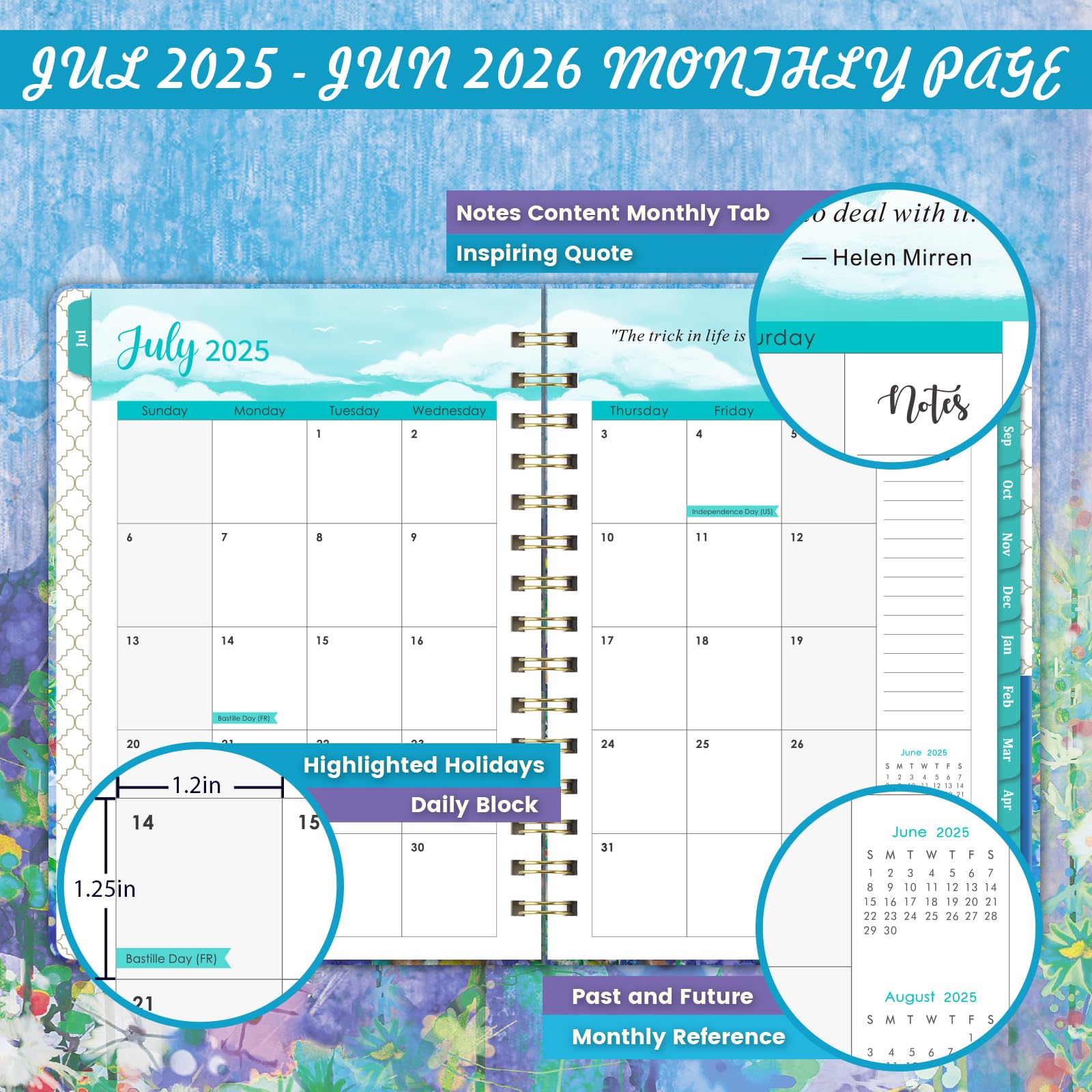 2025-2026 Academic Planner - Weekly & Monthly Calendar from July 2025 to June 2026, 6.4