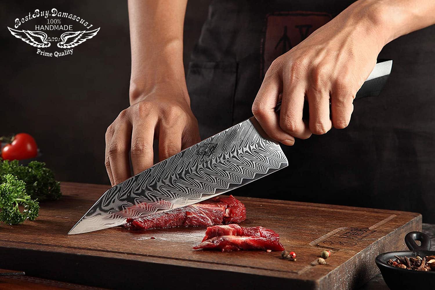Premium 8.5 Inch Damascus Steel Chef Knife - Military Grade G10 Handle with Magnetic Sheath - Perfect for Professional Cooking, Outdoor Camping & Kitchen Gift