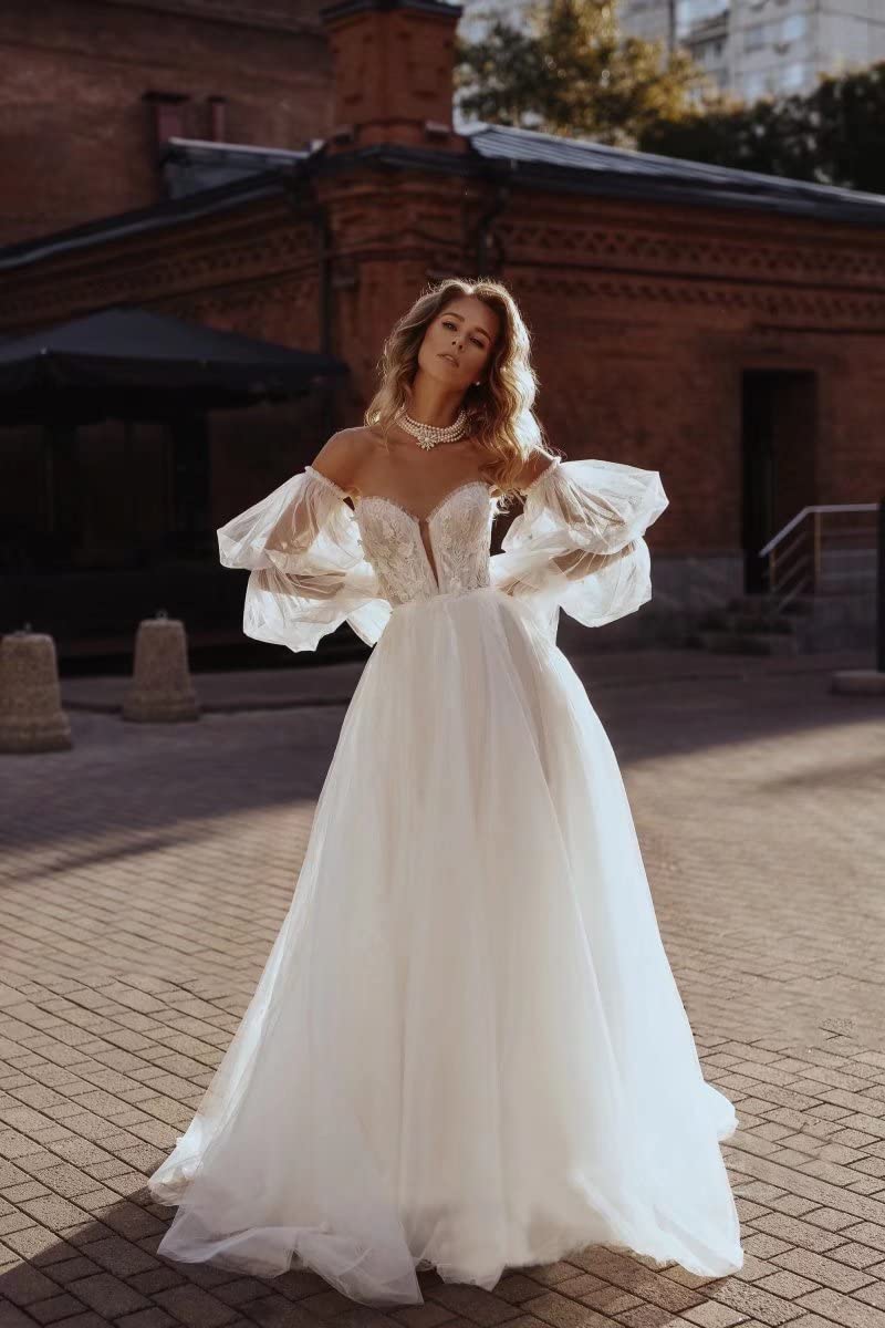 Elegant UZN Women's Wedding Dress 2023 - Boho Lace Tulle Bridal Gown for Summer Weddings, Beach Ceremonies & Romantic Outdoor Events