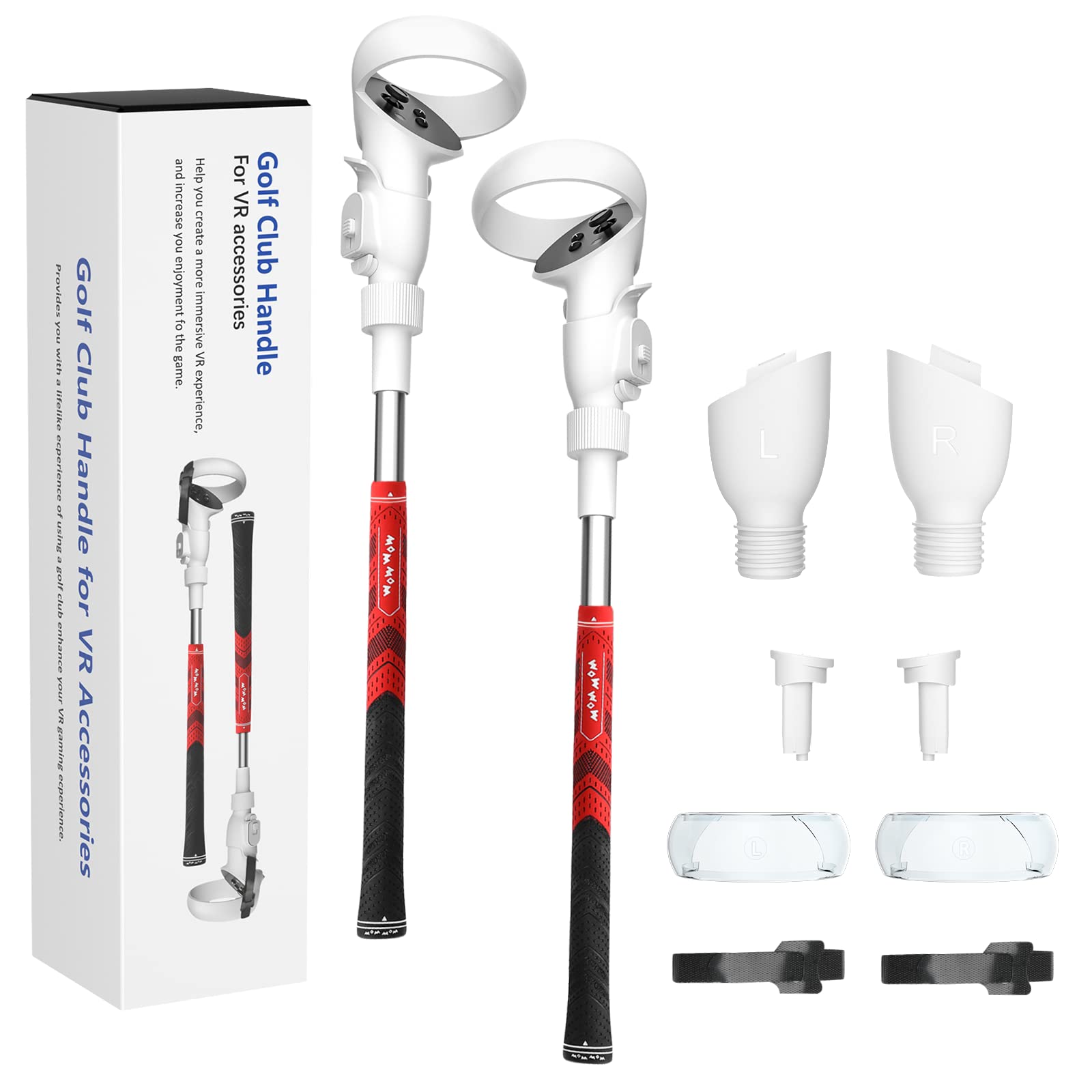 Meta Oculus Quest 2 VR Golf Club Handle Accessory - Stainless Steel Core Virtual Reality Golf Game Attachment for Enhanced Sports Gaming Experience (White, Double Pack) | Perfect for Home VR Golf Simulation & Interactive Sports Training