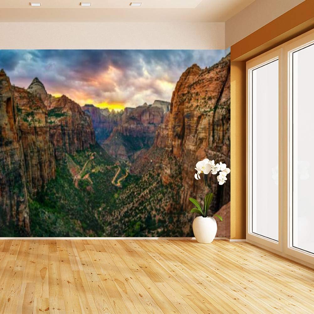 Zion National Park Panoramic Wall Mural - Peel & Stick Self-Adhesive Wallpaper | Large Removable Vinyl Wall Sticker for Home Decor | Perfect for Living Room, Bedroom & Office Accent Walls