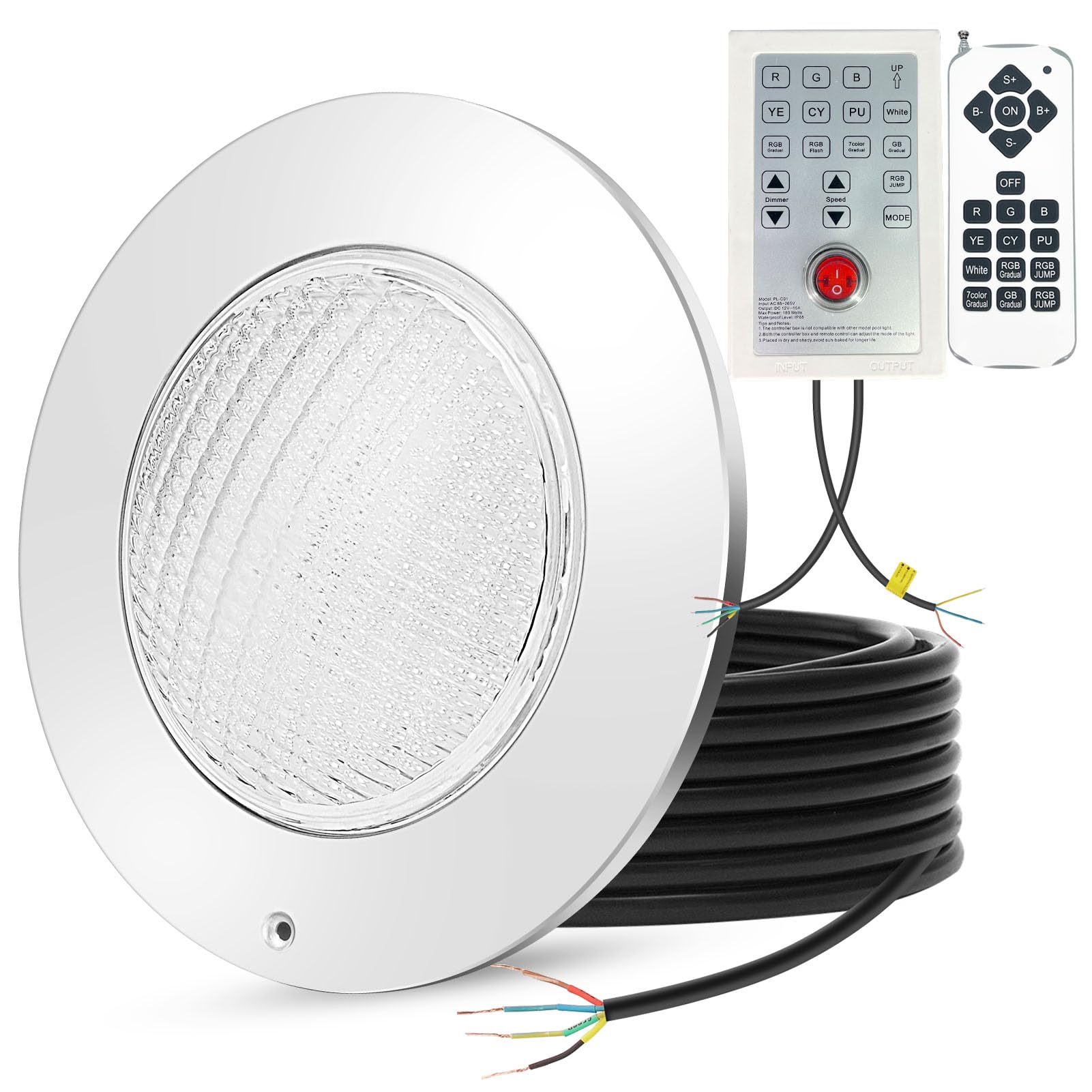 Color Changing LED Pool Light with Remote Control - 10 Inch Wet Niche Underwater Swimming Pool Light with 50ft Cord - Perfect for Backyard, Inground Pools & Night Swimming