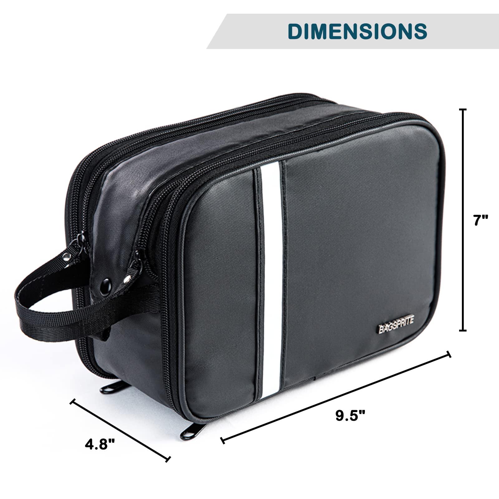 BAGSPRITE Large Water-resistant Hanging Toiletry Bag for Men & Women - Travel Makeup Cosmetic Organizer with Hook, Shaving Kit & Bathroom Essentials - Perfect for Air Travel, Gym, Camping & Vacation