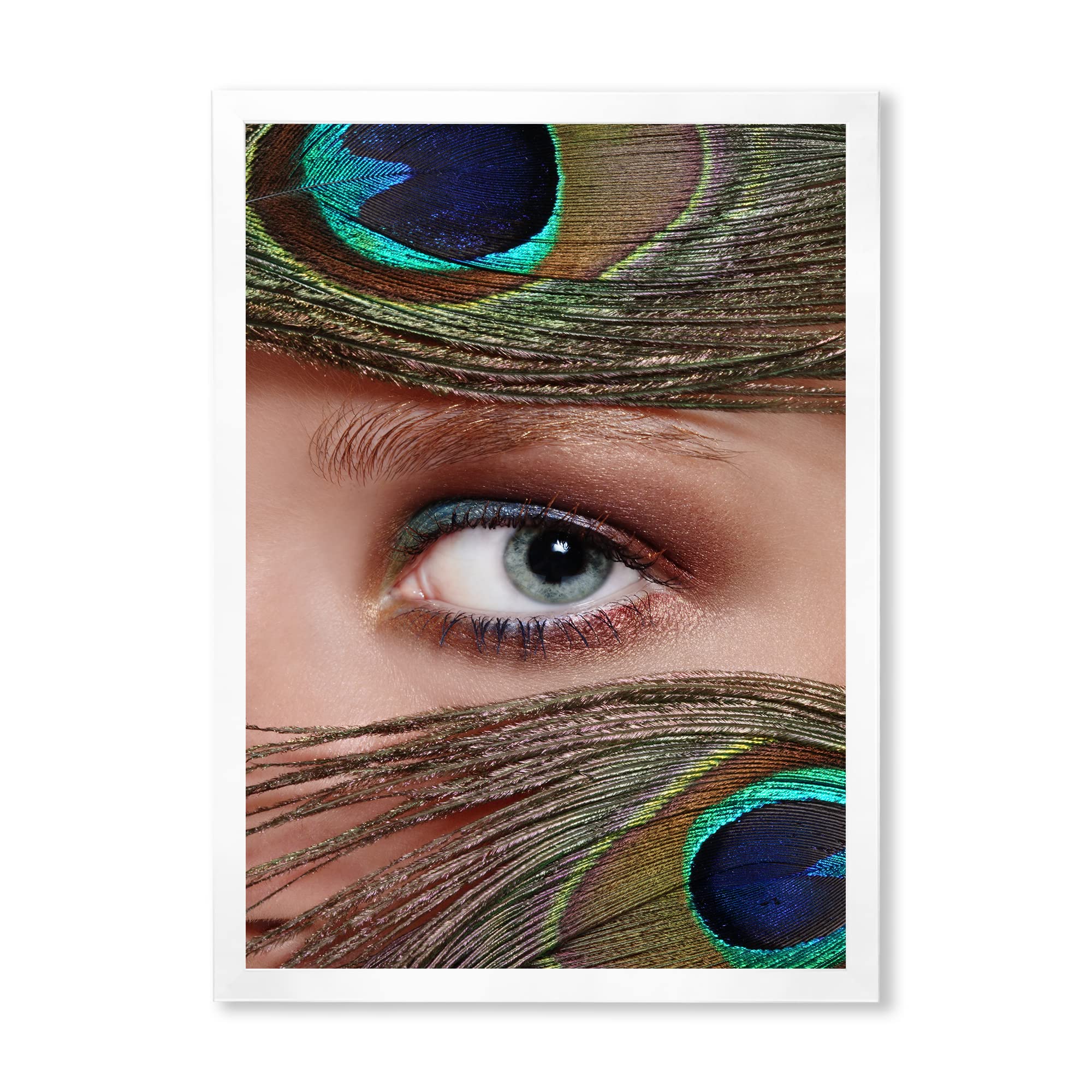 Bohemian Peacock Feather Wall Art - Handmade Framed Decor for Living Room, Bedroom & Office | Eye Design Eclectic Home Decor
