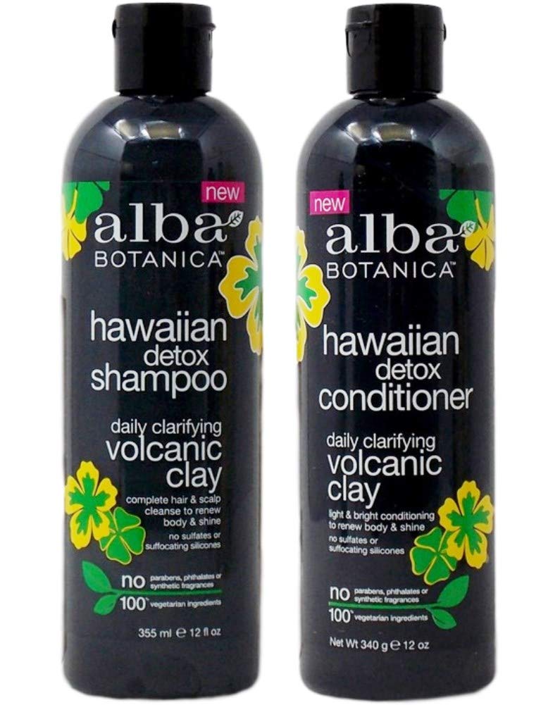 Alba Botanica Hawaiian Detox Daily Clarifying Shampoo & Conditioner Set - 12 oz Each - Sulfate-Free for Clean, Refreshed Hair - Perfect for Daily Use & Detox Routine